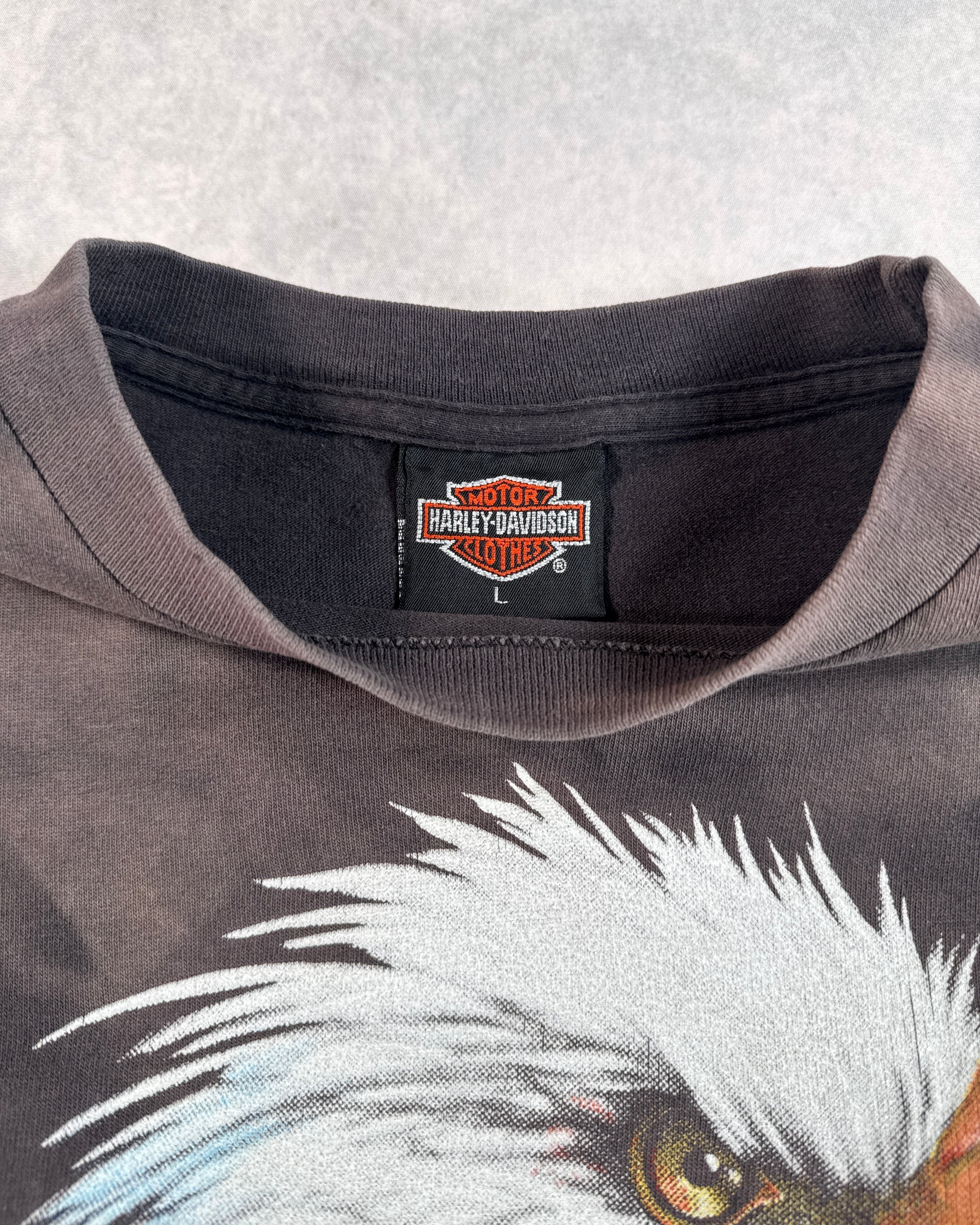 Vintage 1991 Harley Davidson 3D Emblem "Righteous Ruler" Faded T-Shirt (L)