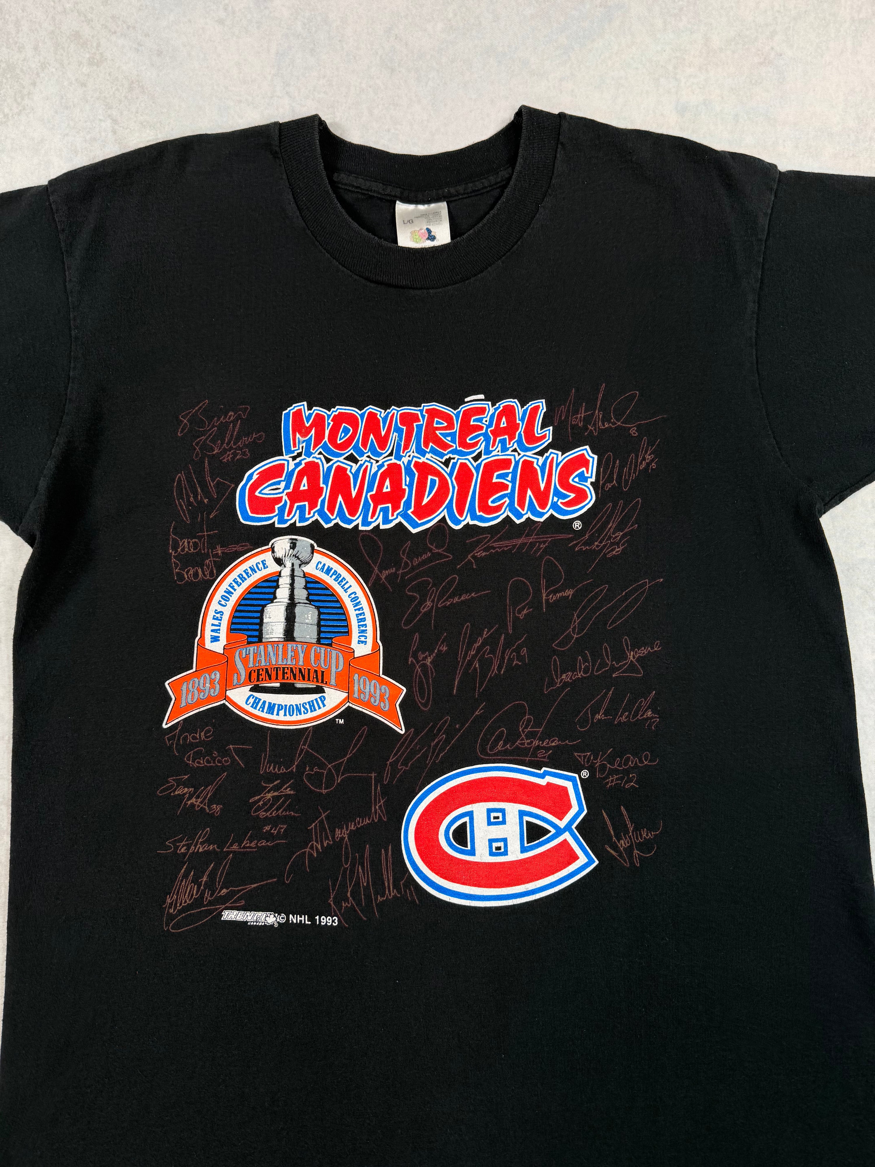 Vintage 1993 Montreal Canadiens NHL Stanley Cup Champions T-Shirt (L)