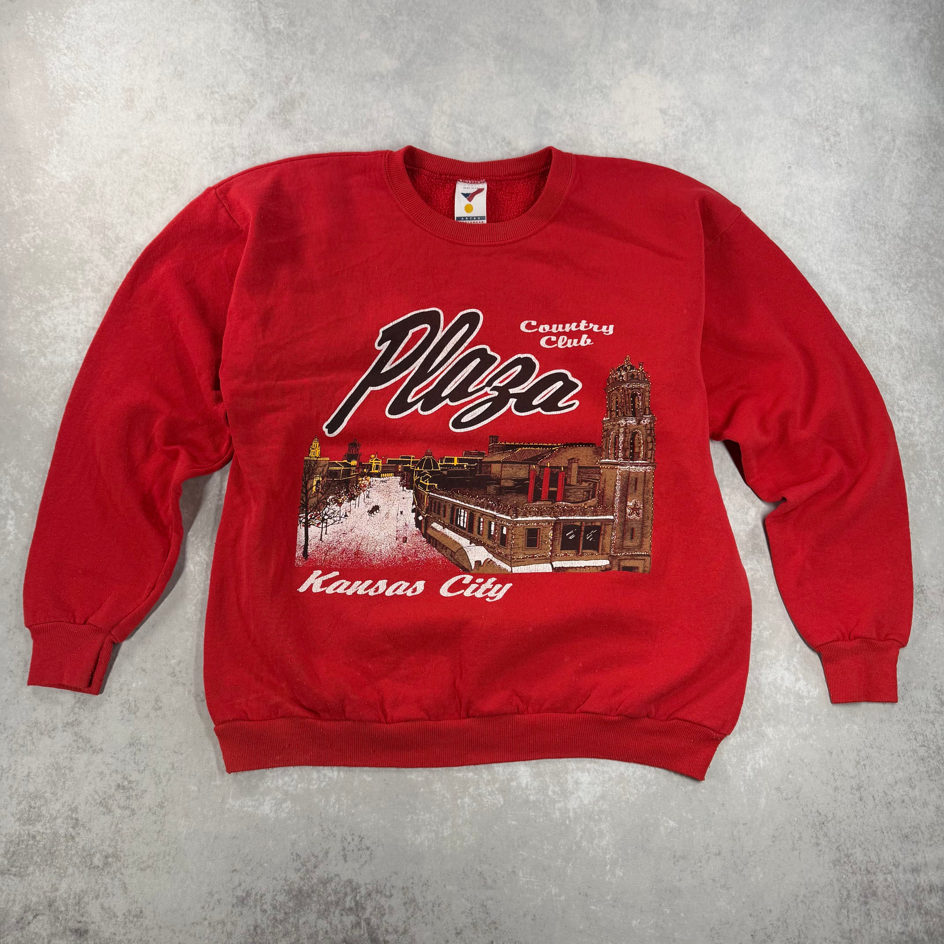 Vintage 90’s Kansas City Plaza Country Club Crewneck Sweatshirt Red (L)