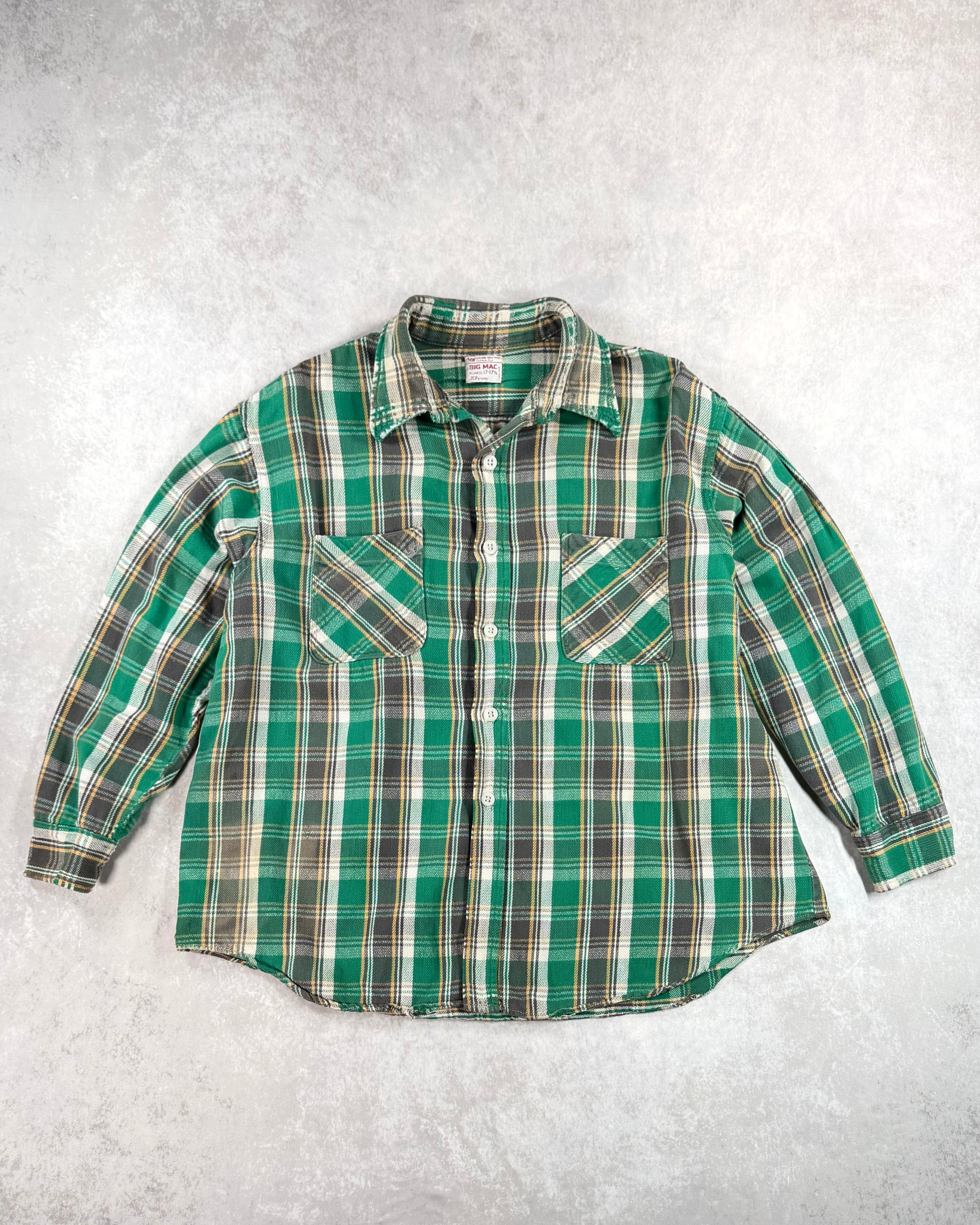 Vintage 1970's JC Penney "BIG MAC" Flannel Button Shirt (XL)