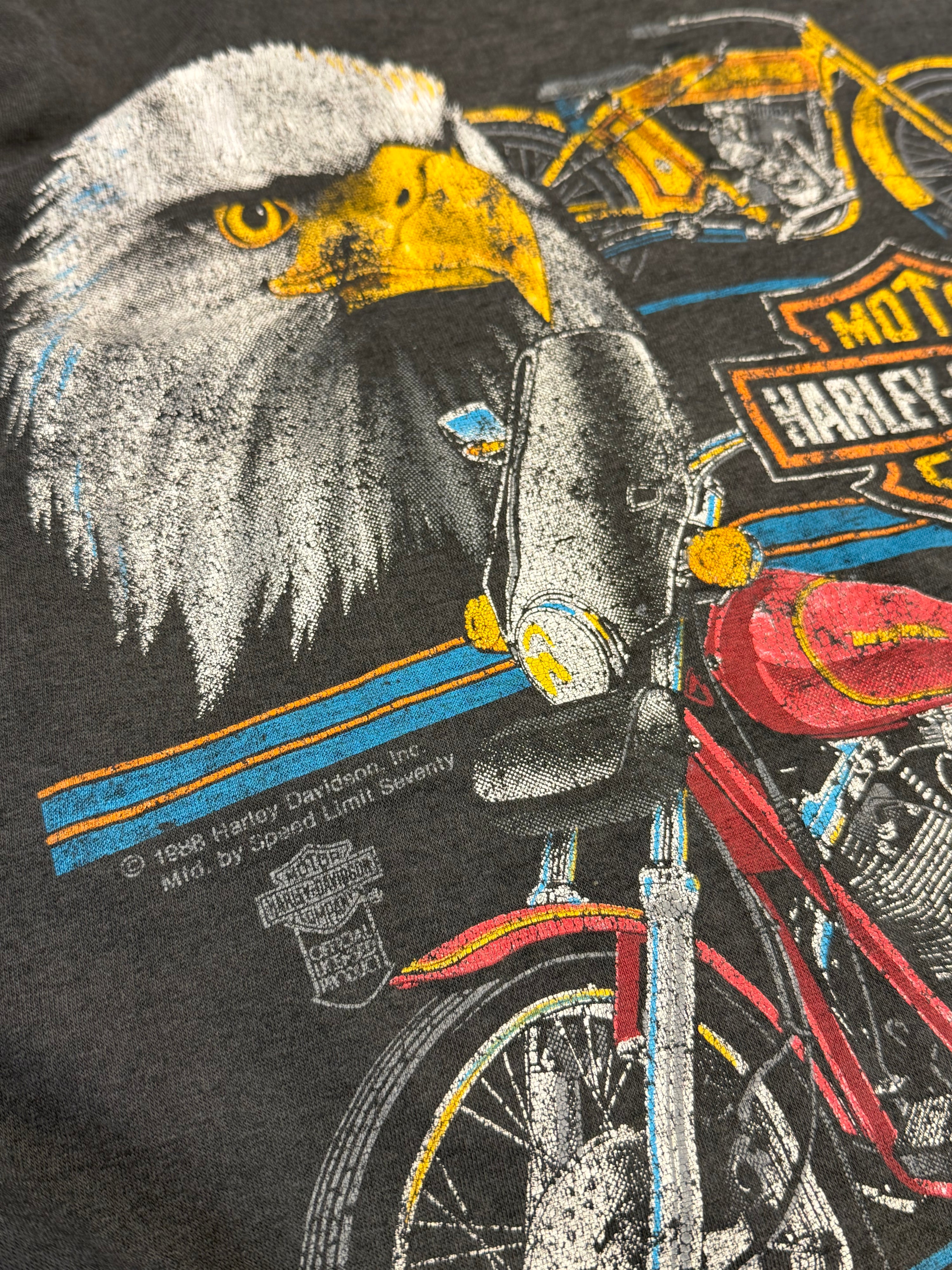 Vintage 1988 Harley Davidson "Best of the Breed" T-Shirt Faded Black (L)