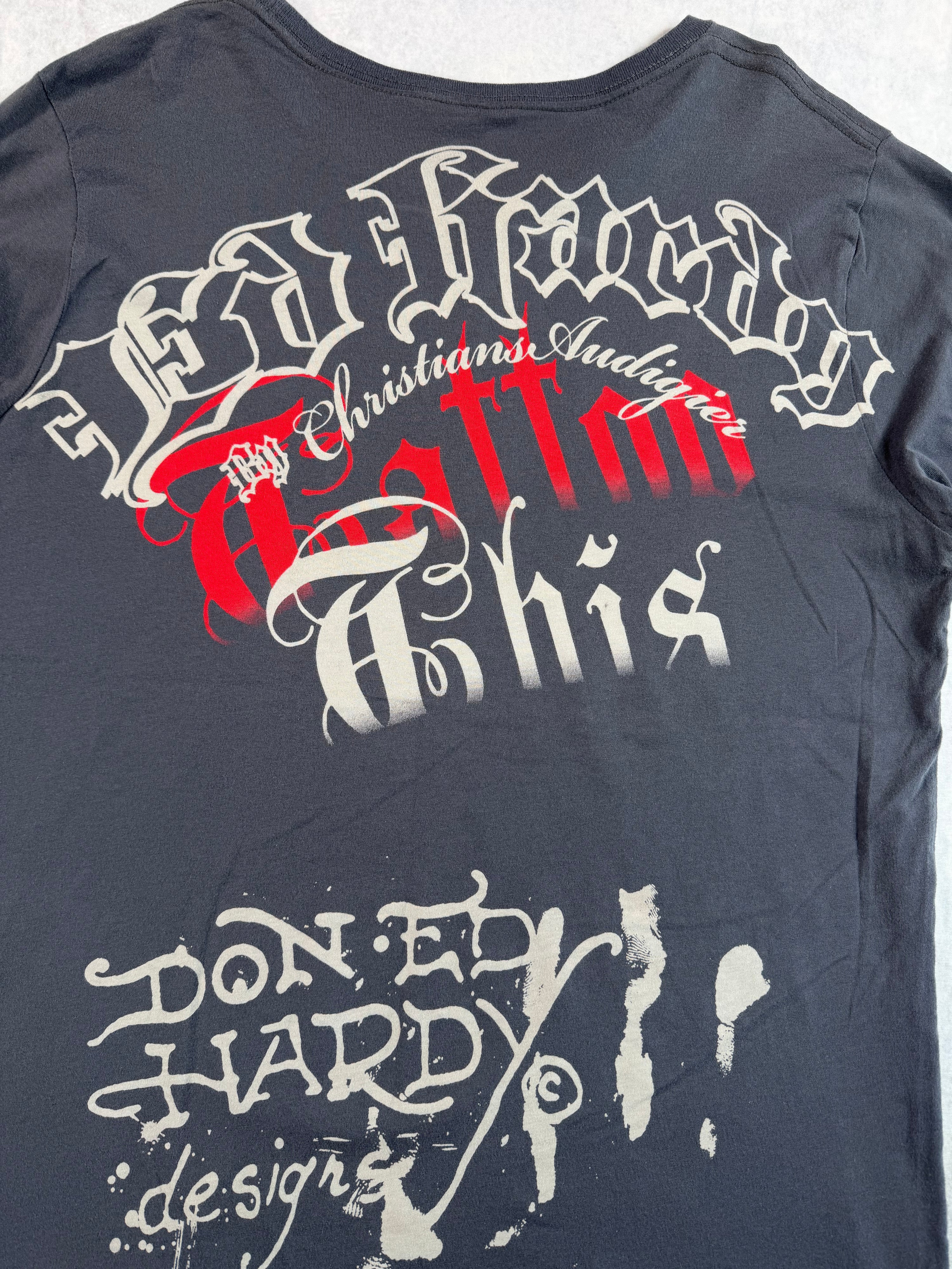 Vintage 2000’s Ed Hardy by Christian Audigier Tiger Longsleeve Shirt Grey (L)