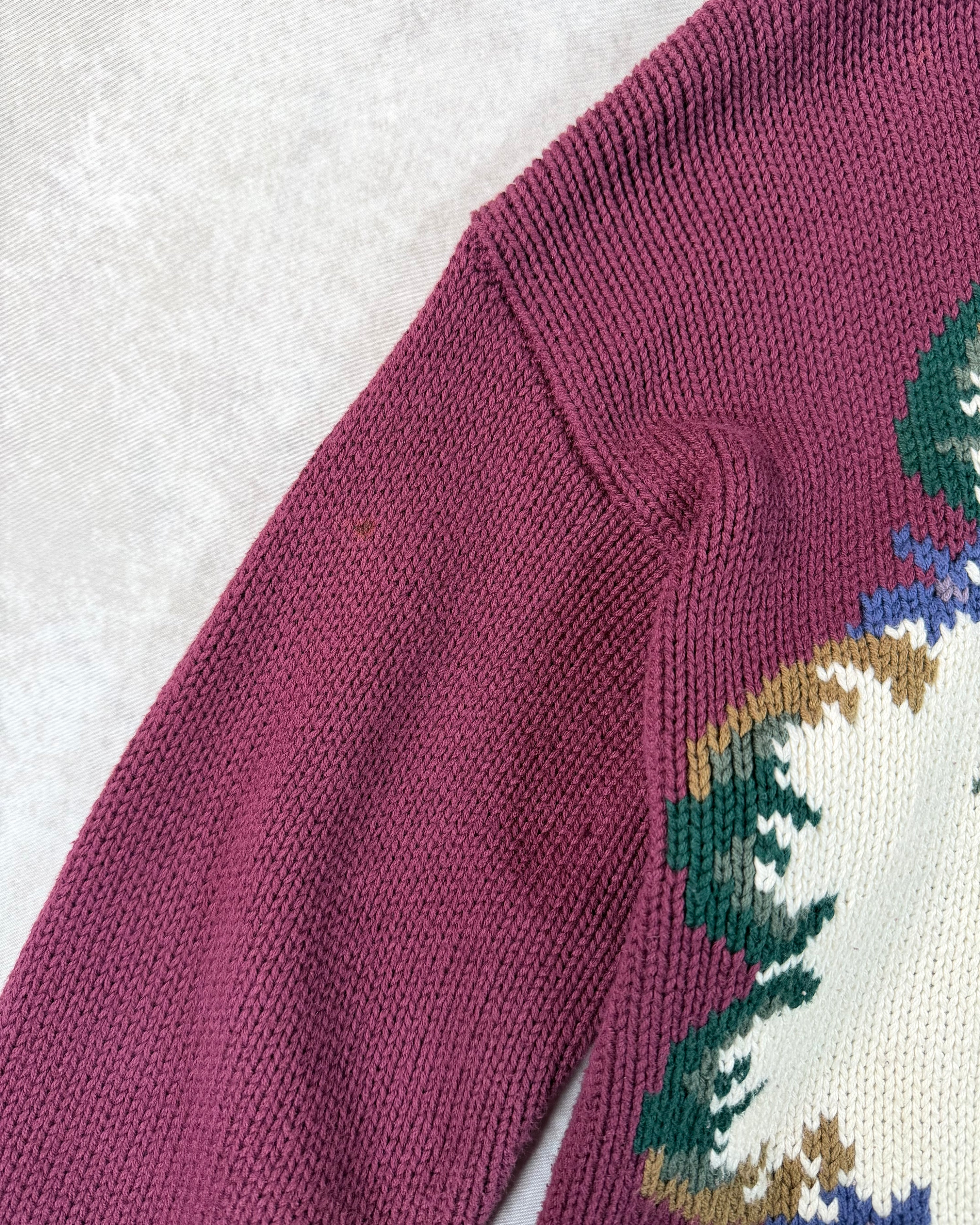 Vintage 1992 Eddie Bauer Knit Flower Sweater Burgundy (M)