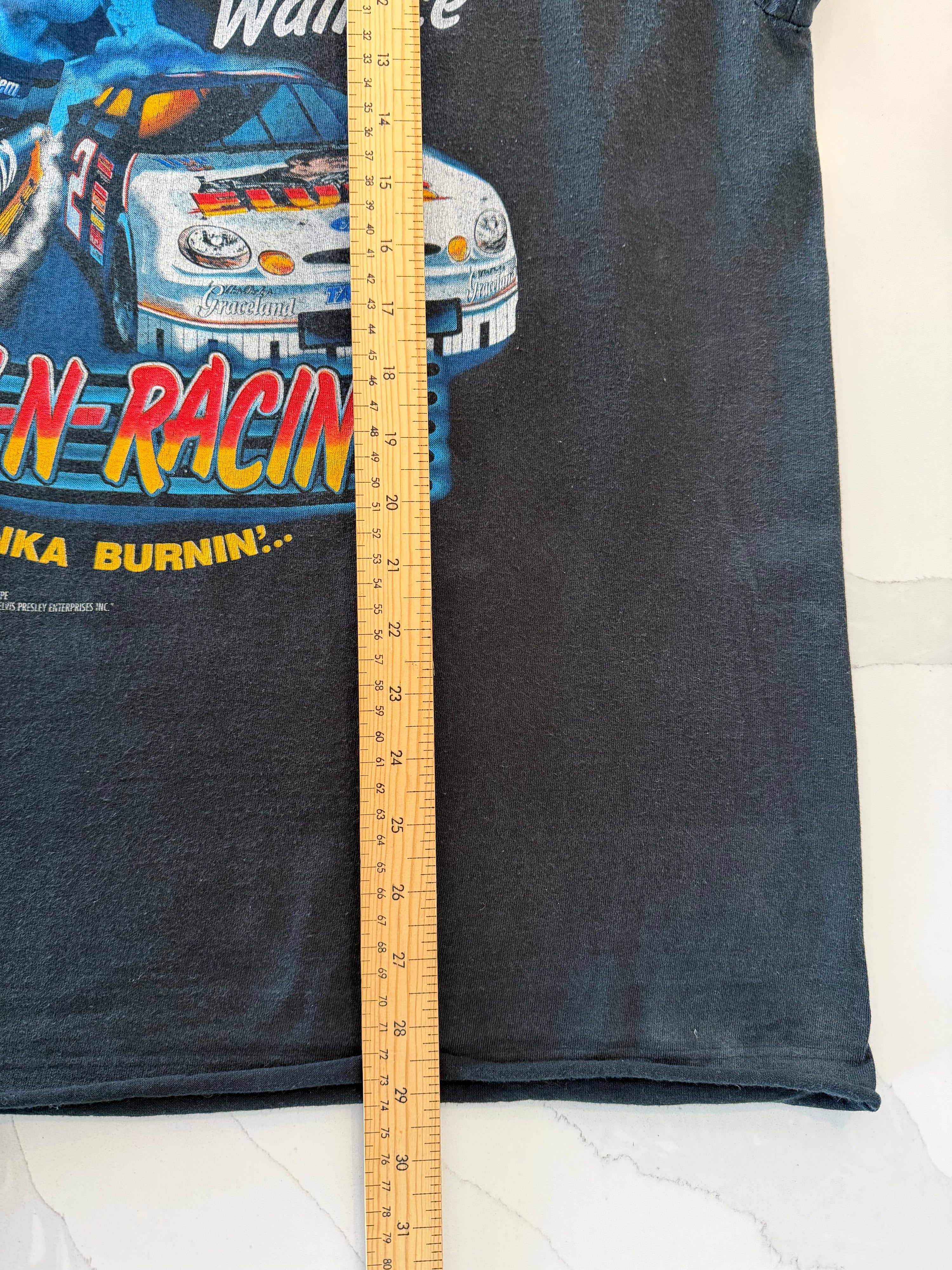 Vintage 1998 Elvis Racing T-Shirt, Rusty Wallace & John Force (XL)