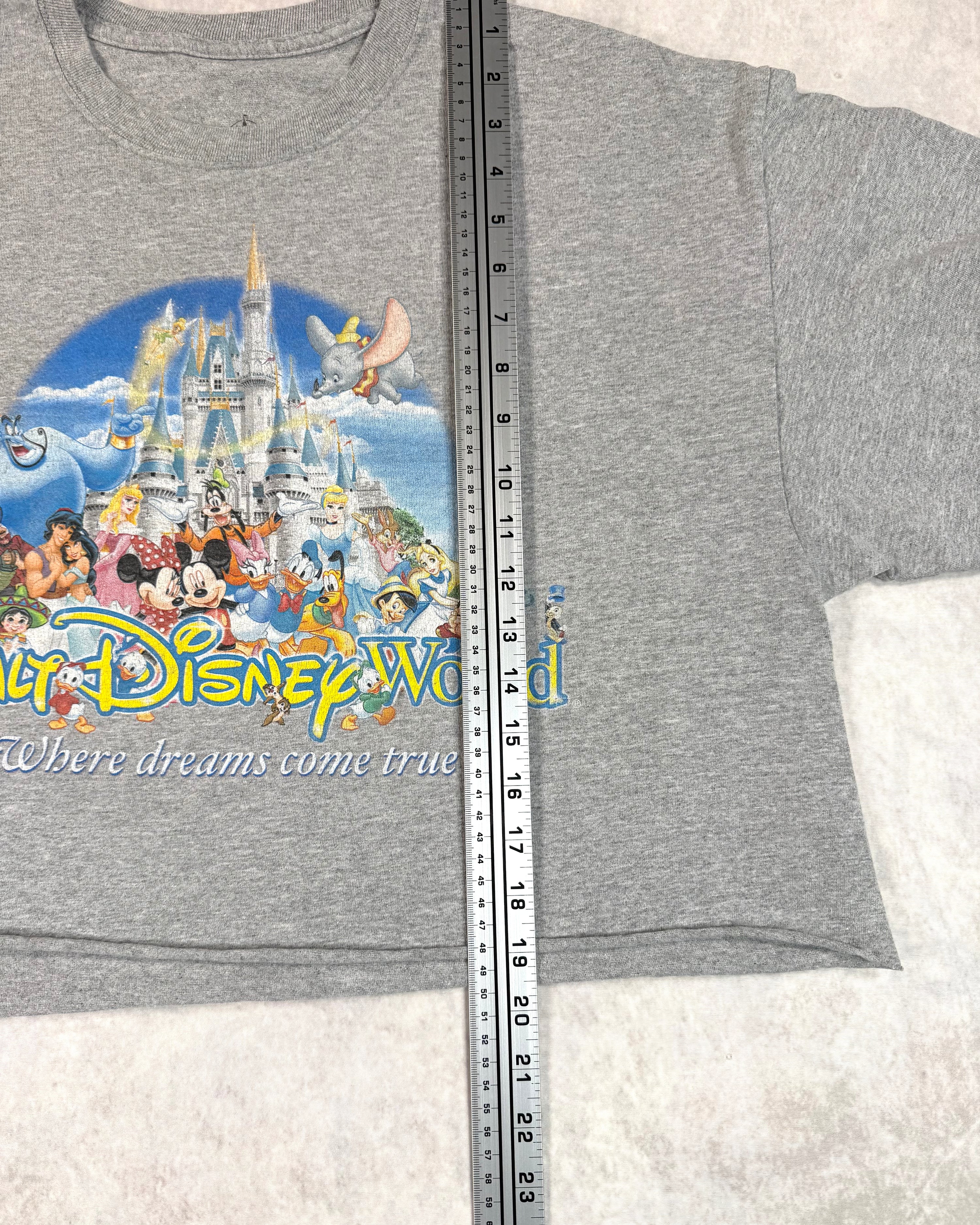 Vintage Walt Disney World Cropped T-Shirt Grey (L)