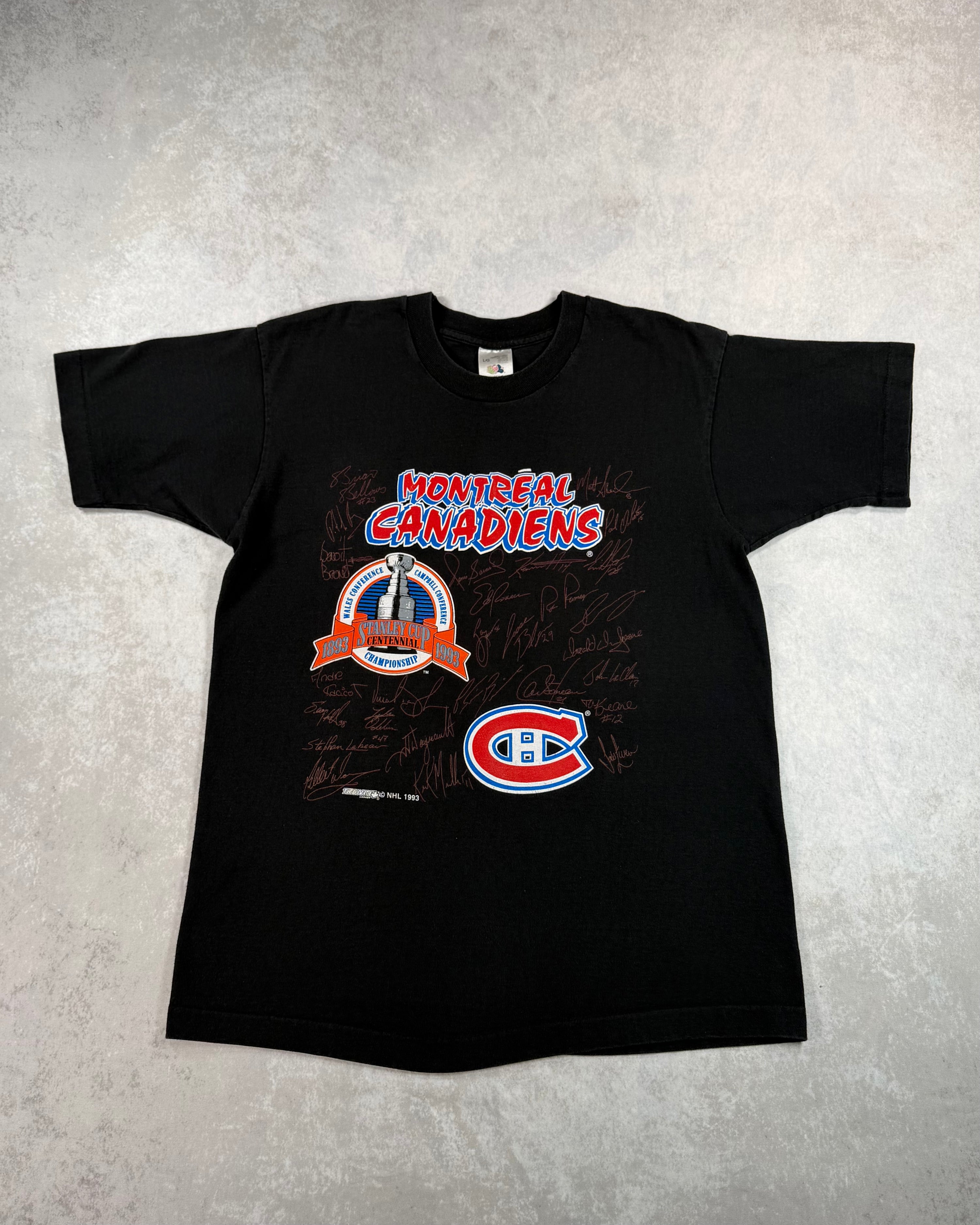 Vintage 1993 Montreal Canadiens NHL Stanley Cup Champions T-Shirt (L)