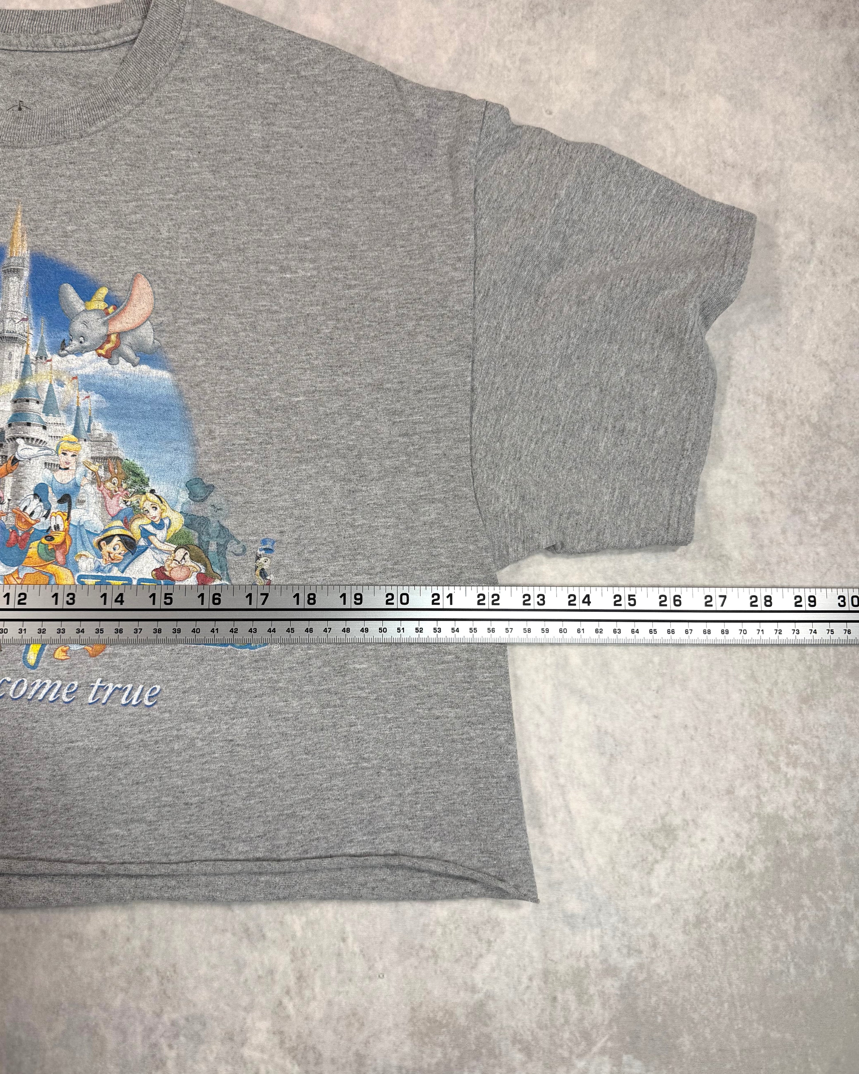 Vintage Walt Disney World Cropped T-Shirt Grey (L)
