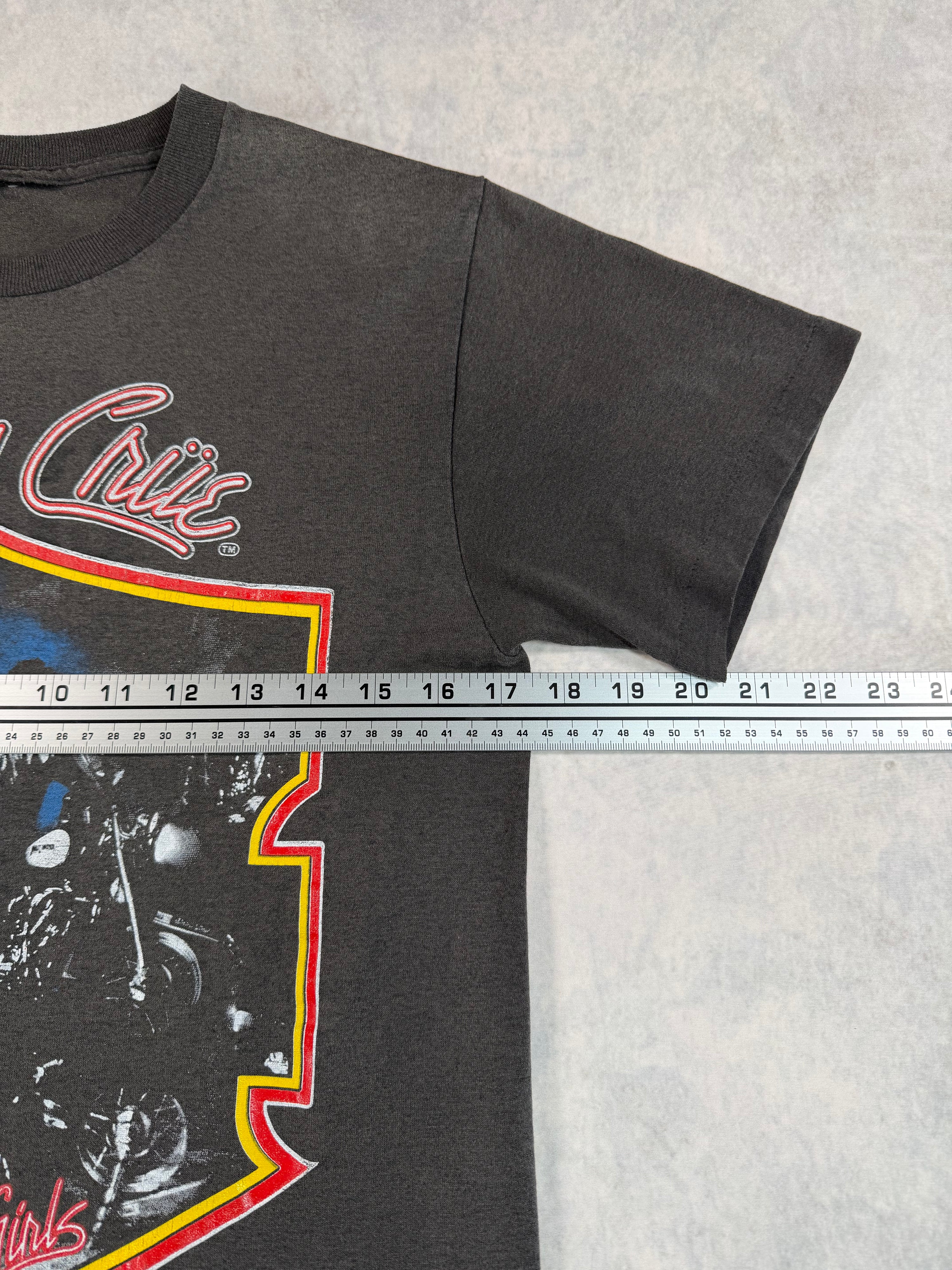 Vintage 1987 Motley Crue “Girls Girls Girls” “LA California” Band T-Shirt Faded Black (S/M)