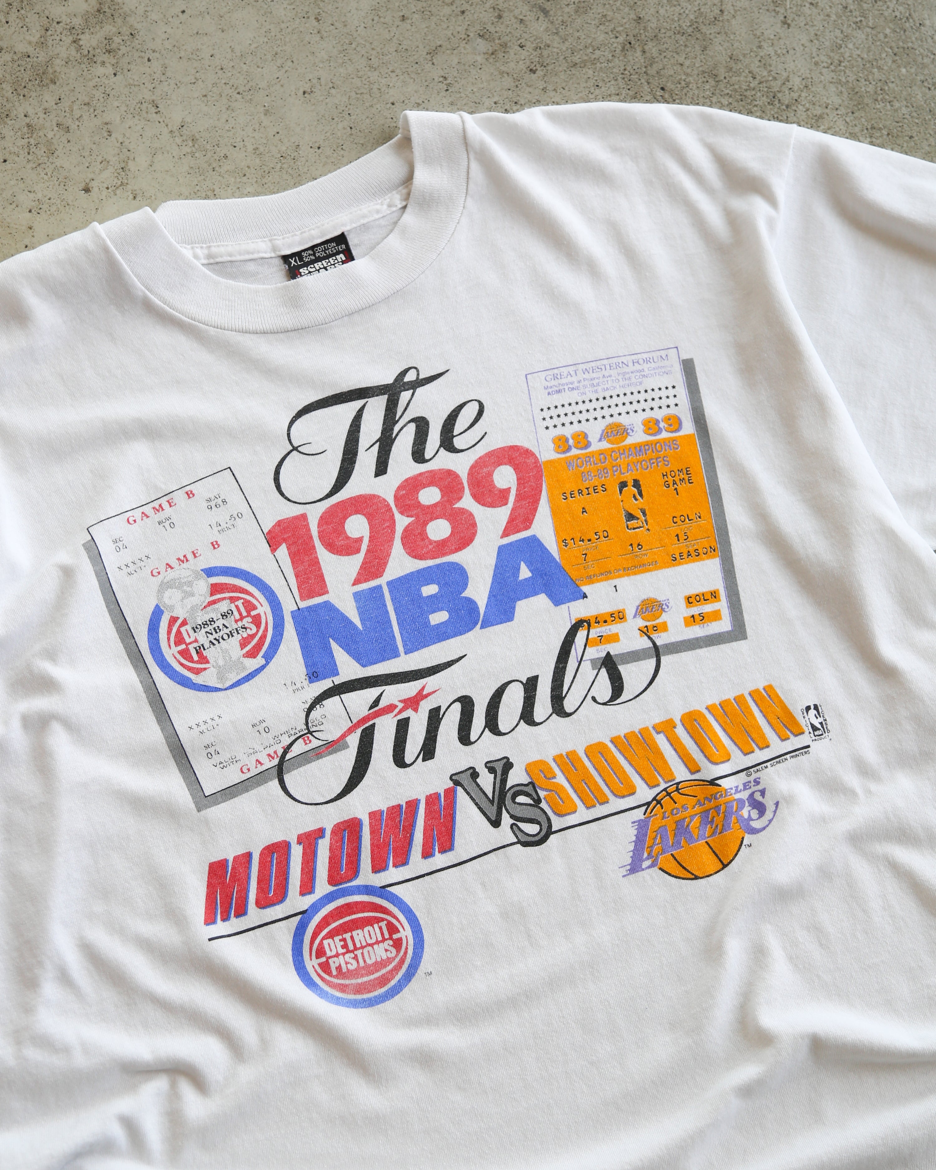 1989 NBA Finals "Motown VS Showtown" T-Shirt White (XL)