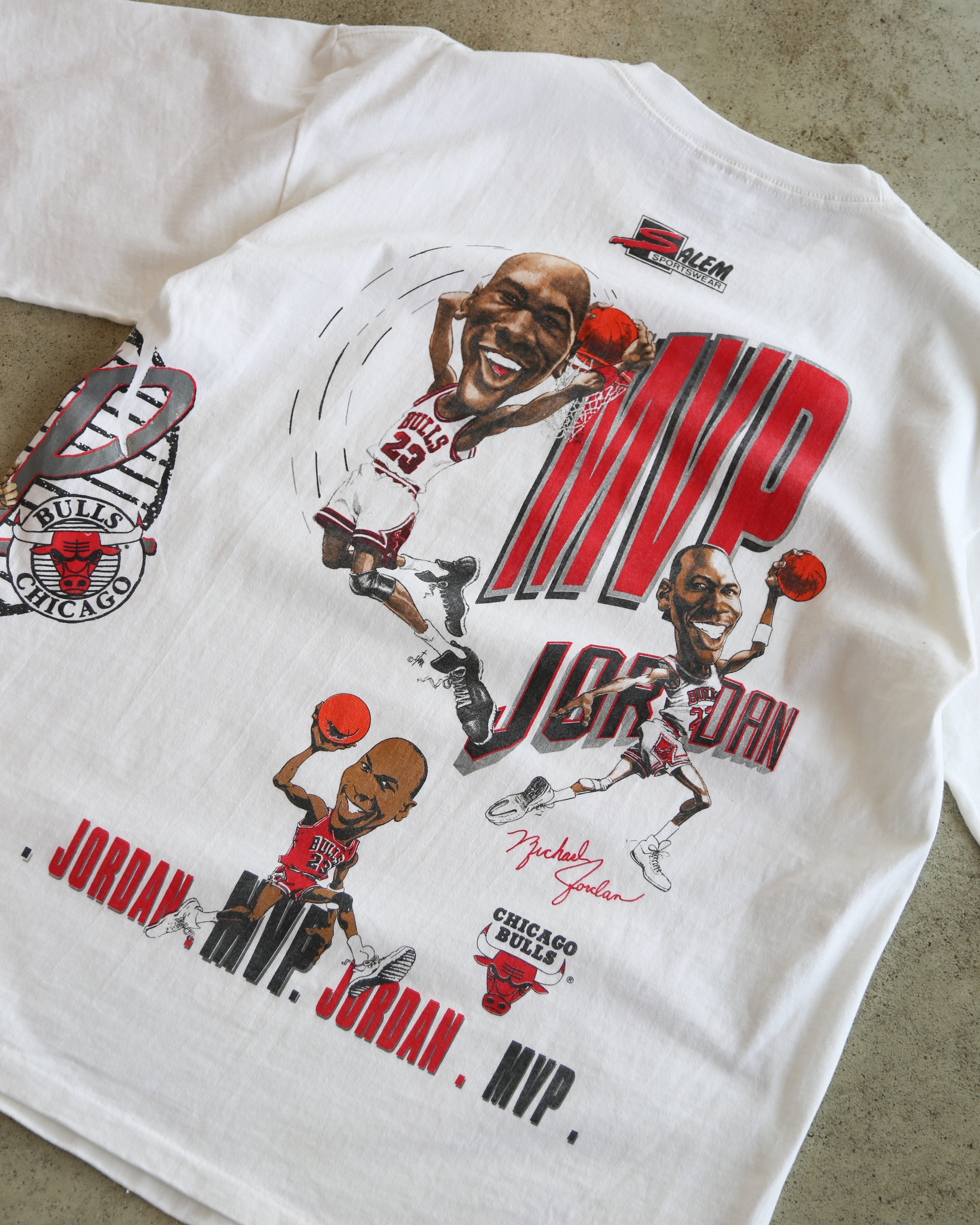 Chicago Bulls Salem Jordan Caricature AOP T-Shirt White (L)