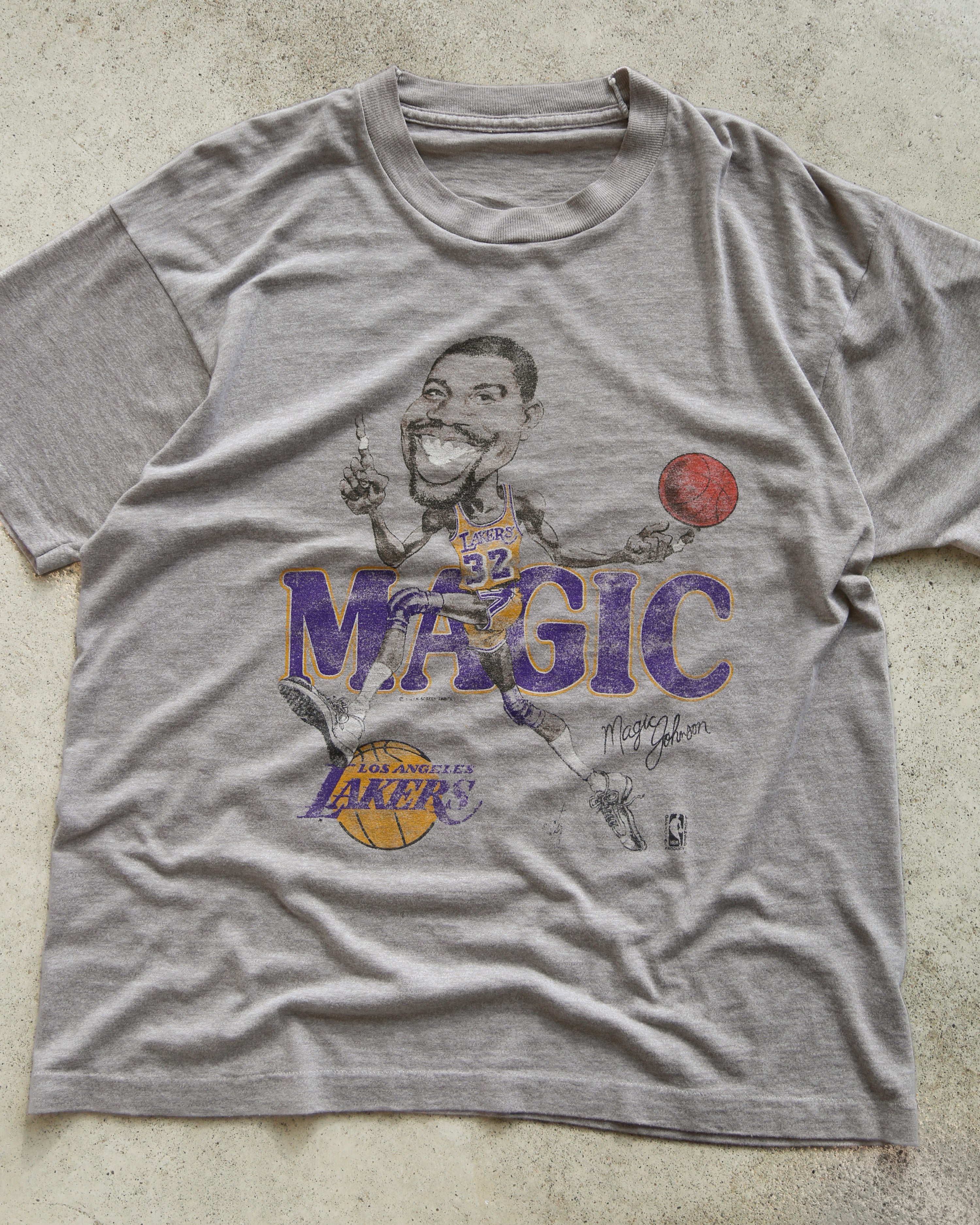 Magic Johnson Lakers Caricature T-Shirt Grey (L)