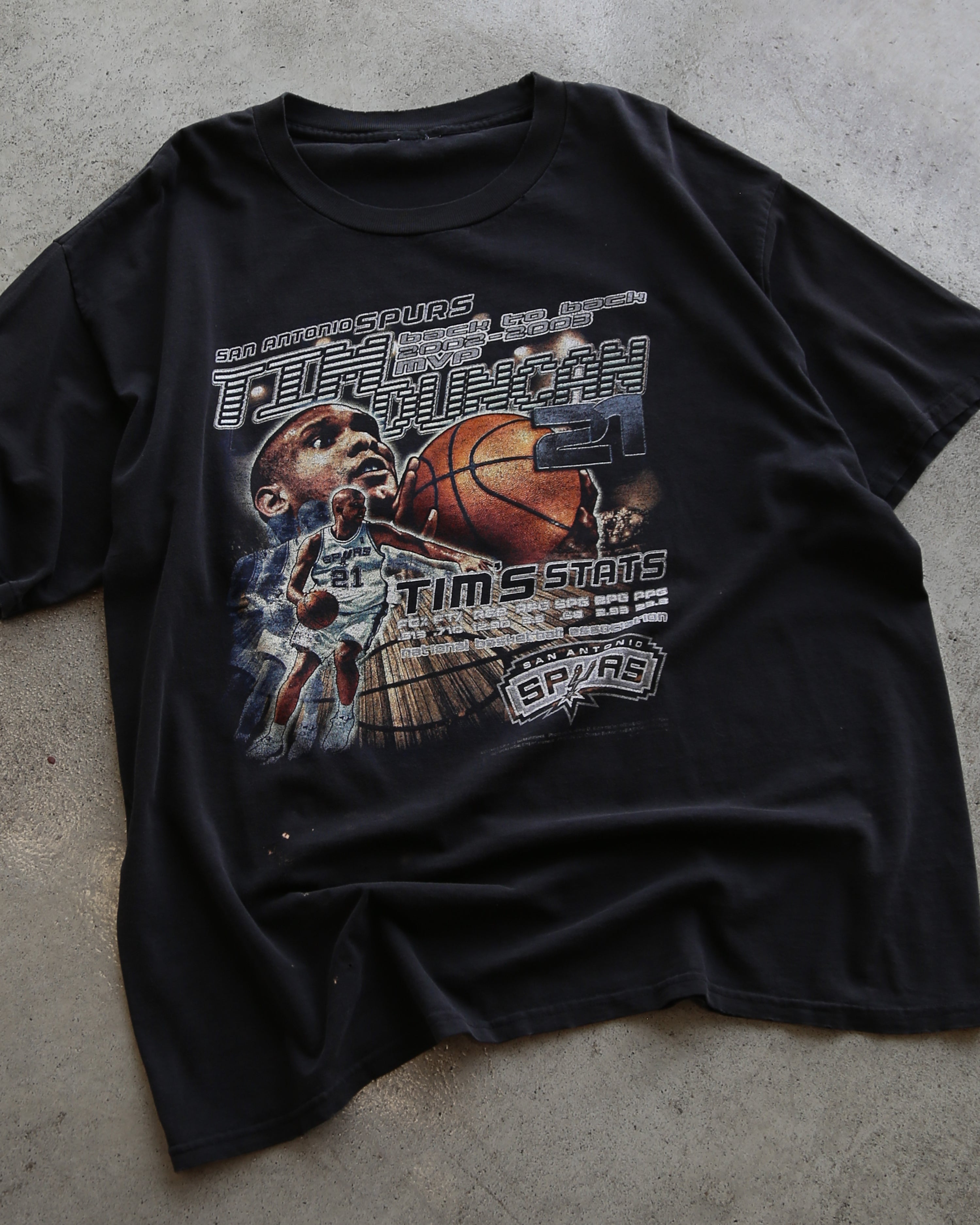 Tim Duncan San Antonio Spurs NBA T-Shirt Black (XL)