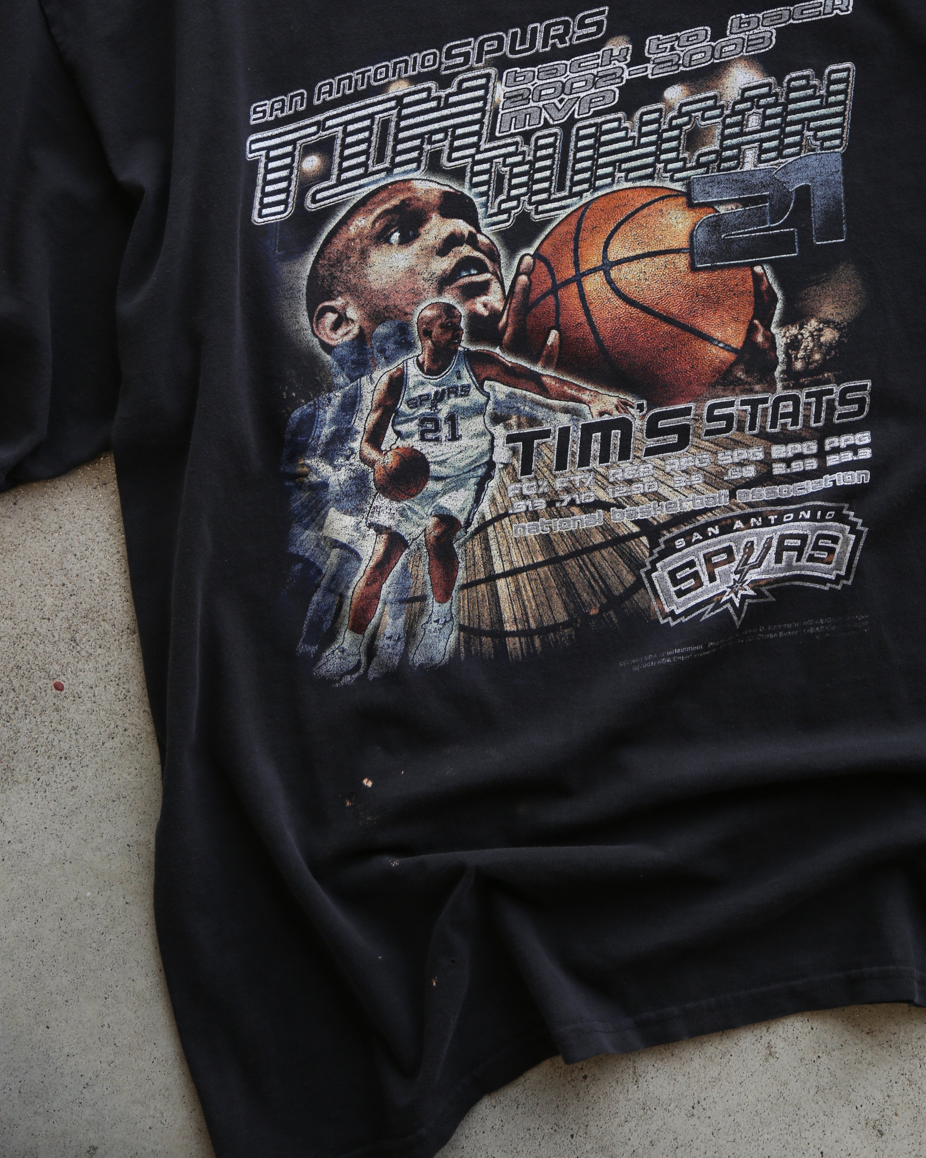 Tim Duncan San Antonio Spurs NBA T-Shirt Black (XL)