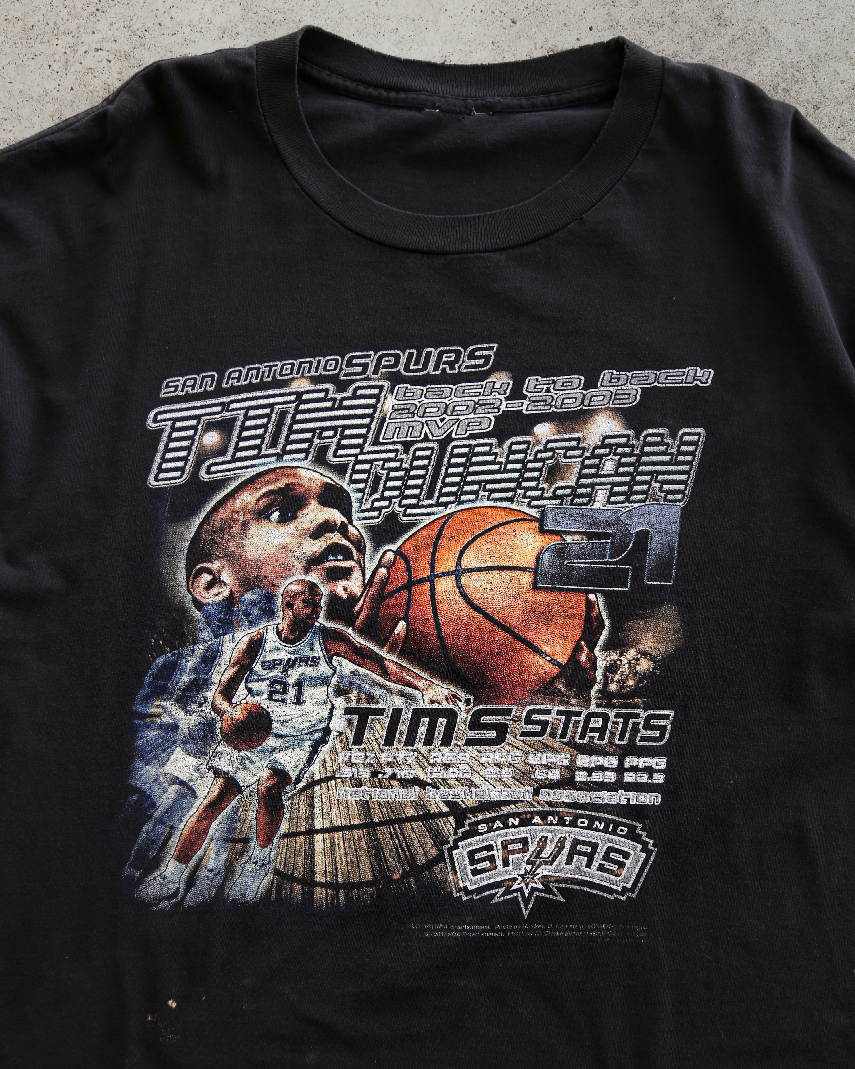 Tim Duncan San Antonio Spurs NBA T-Shirt Black (XL)