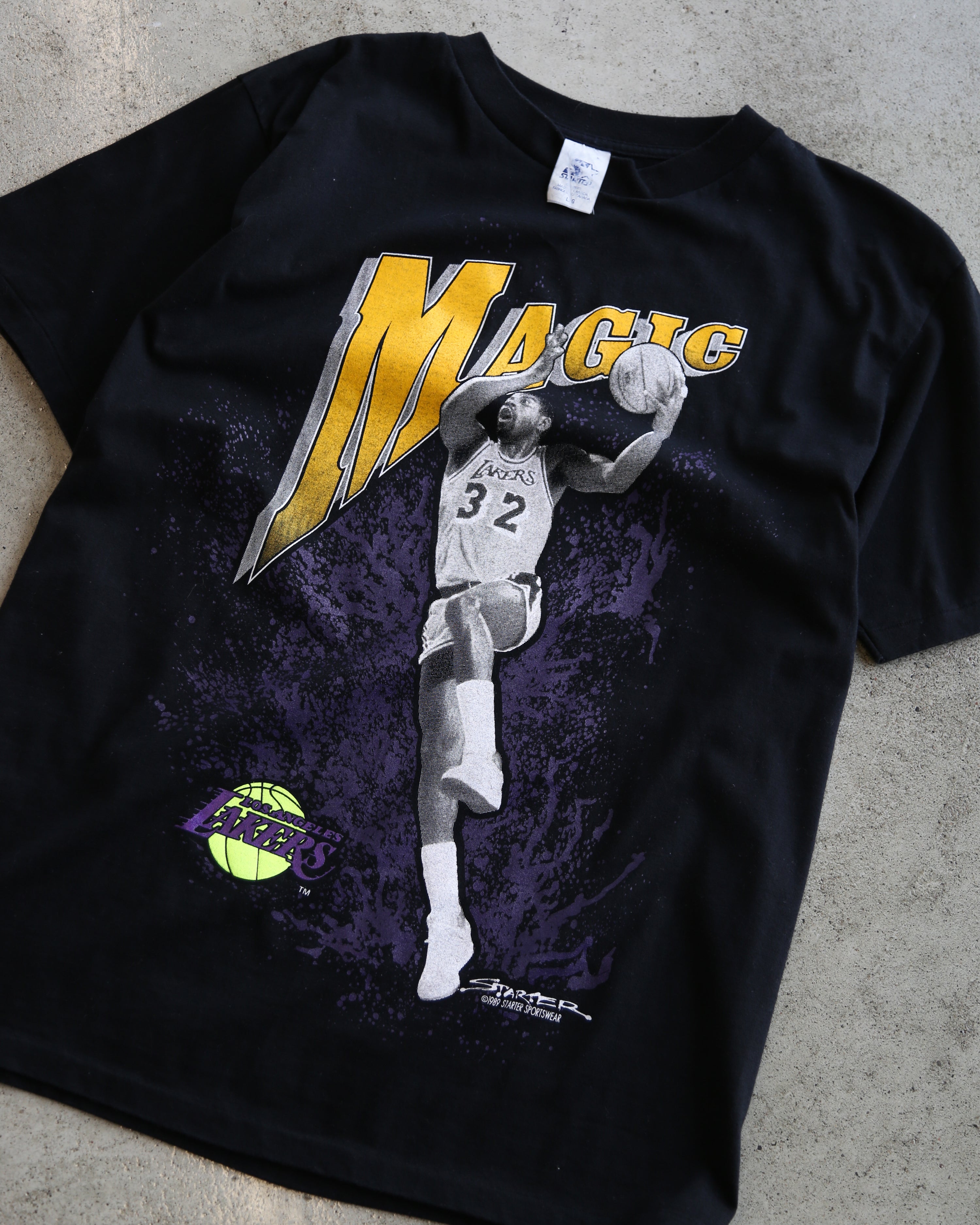 Magic Johnson Lakers Starter T-Shirt Black (L)