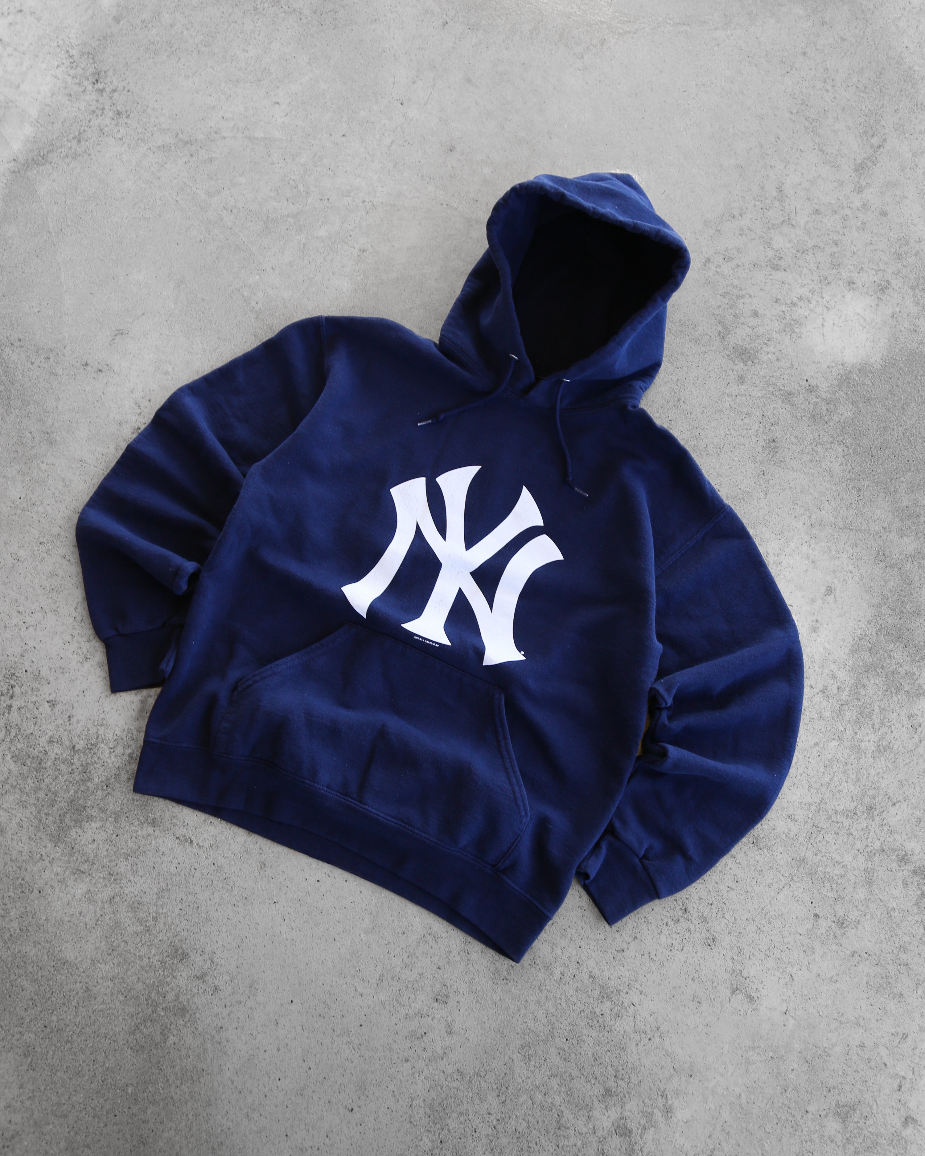 Vintage New York Yankees Logo Hoodie Navy (XL)