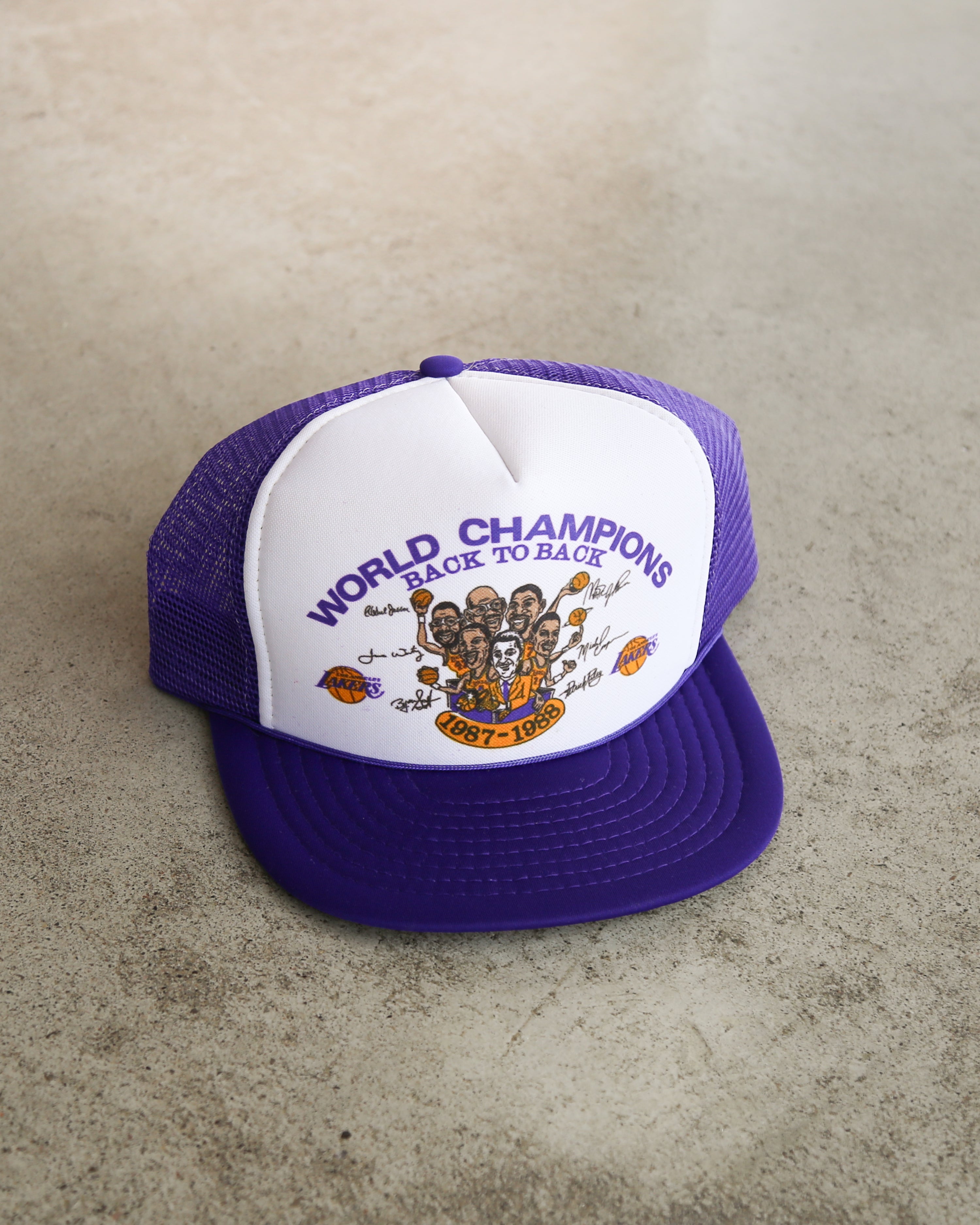 Vintage 1988 Los Angeles Lakers NBA Trucker Snapback Hat Purple