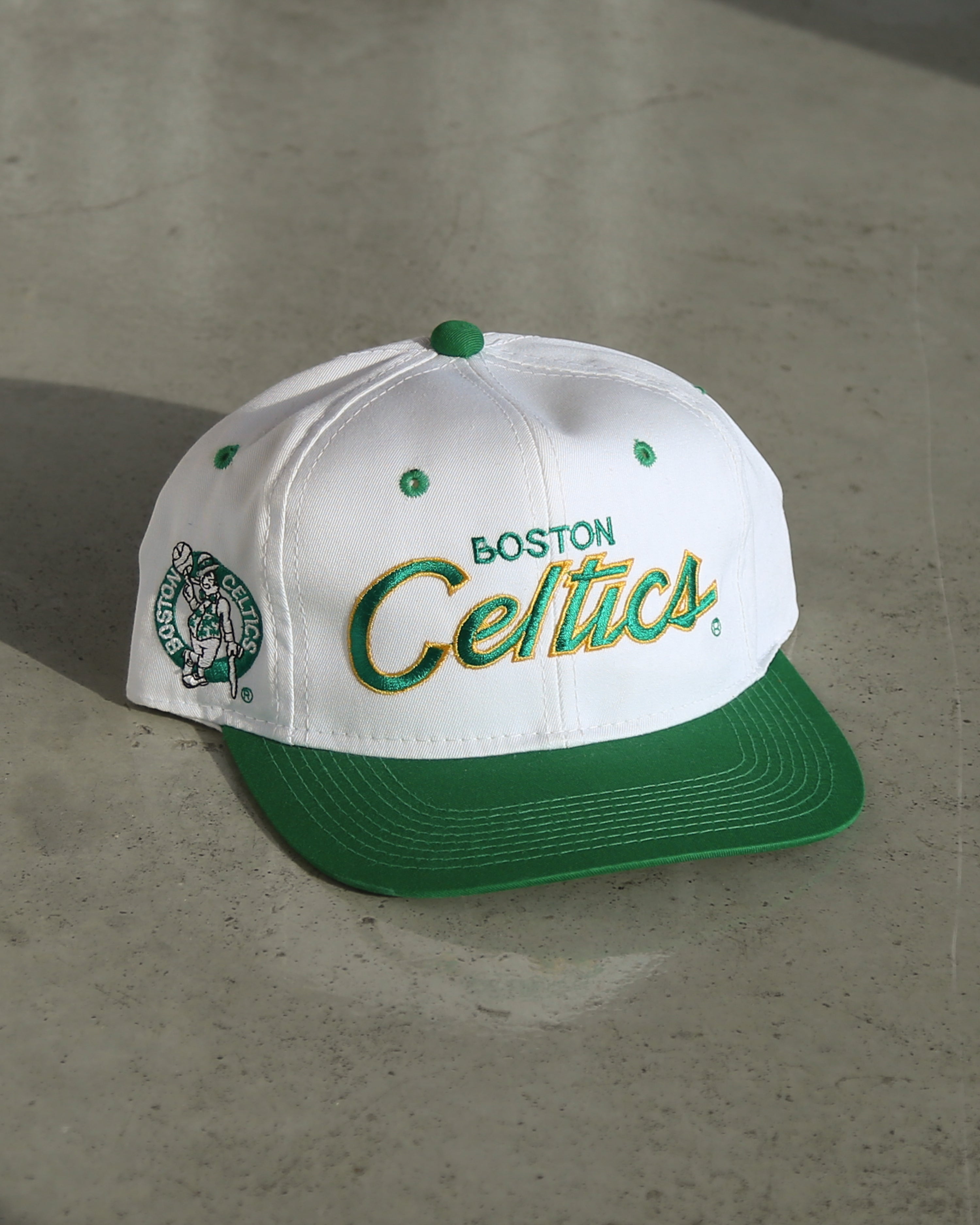 Vintage 90s Boston Celtics Sports Specialties Script Snapback Hat