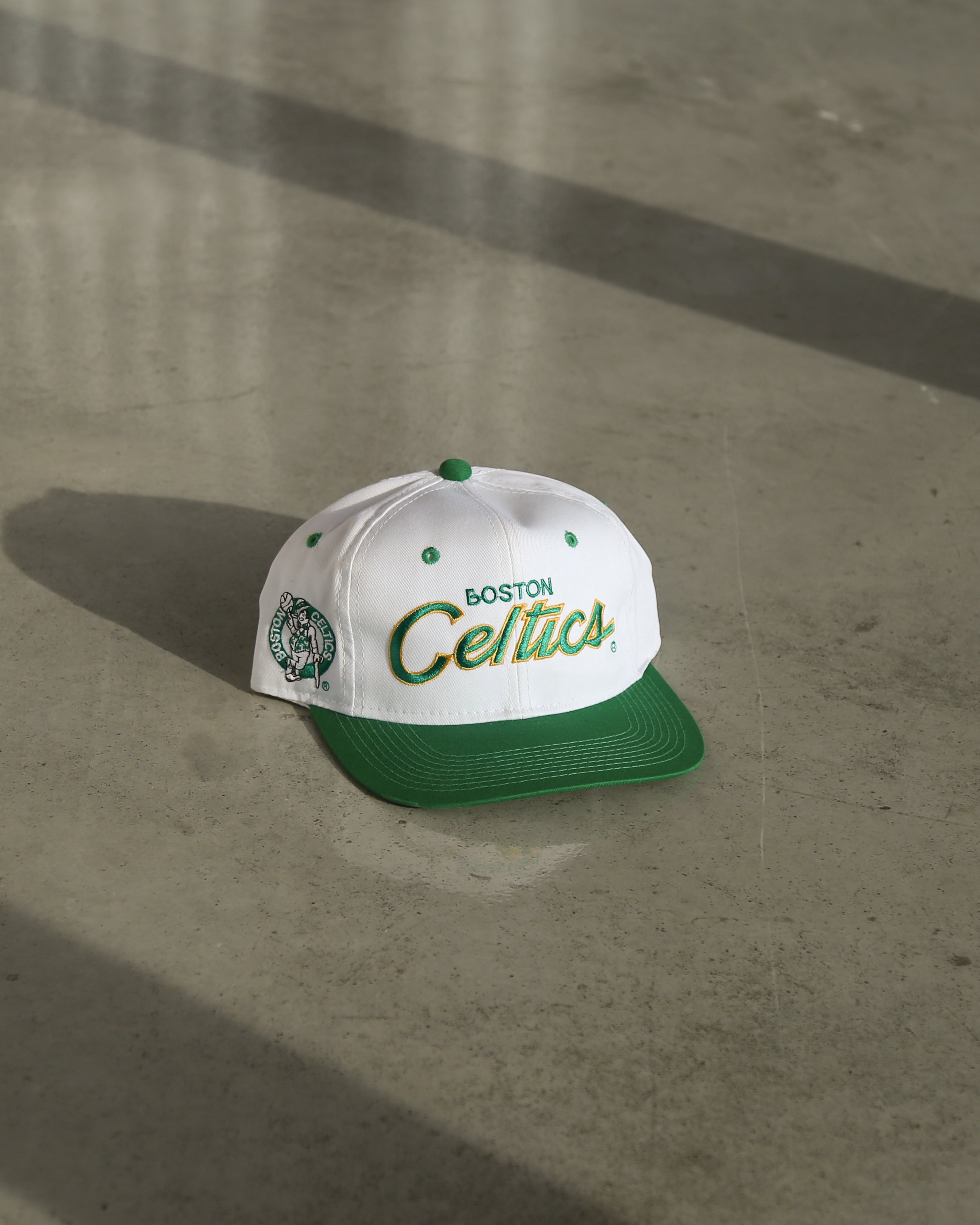 Vintage 90s Boston Celtics Sports Specialties Script Snapback Hat