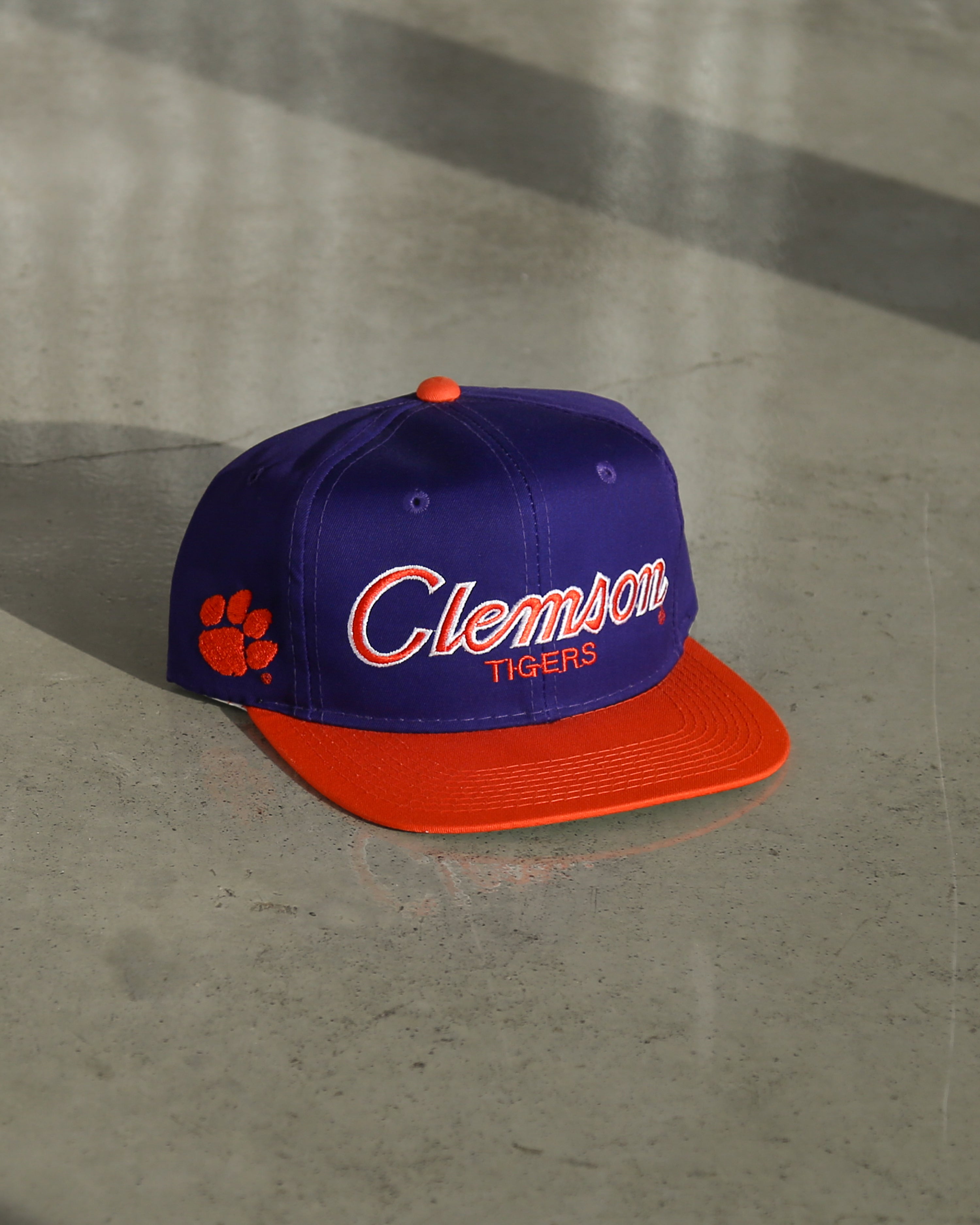 Vintage 90s Clemson Tigers Sports Specialties Script Snapback Hat