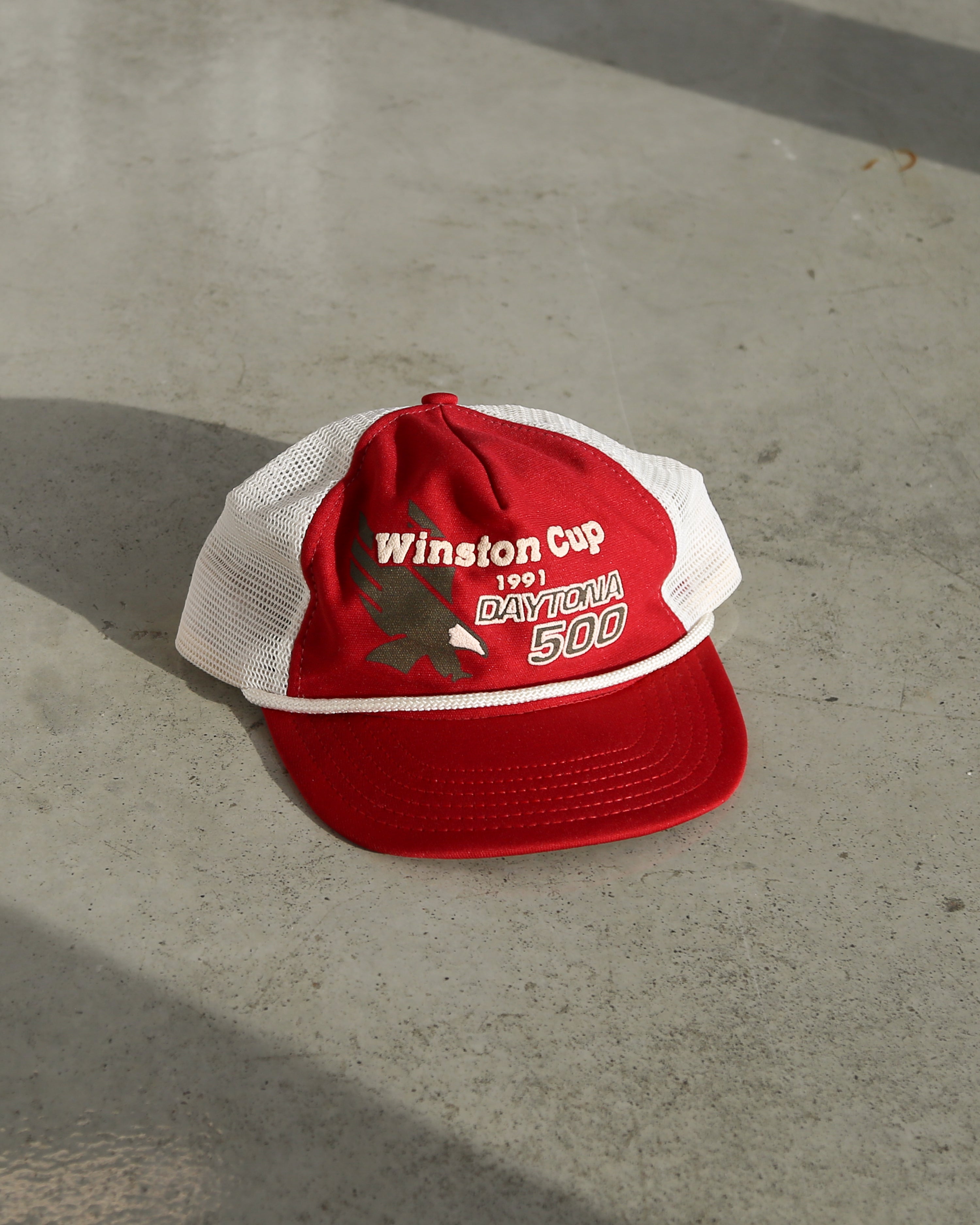 Vintage 1991 Winston Cup Daytona 500 Racing Trucker Snapback Red