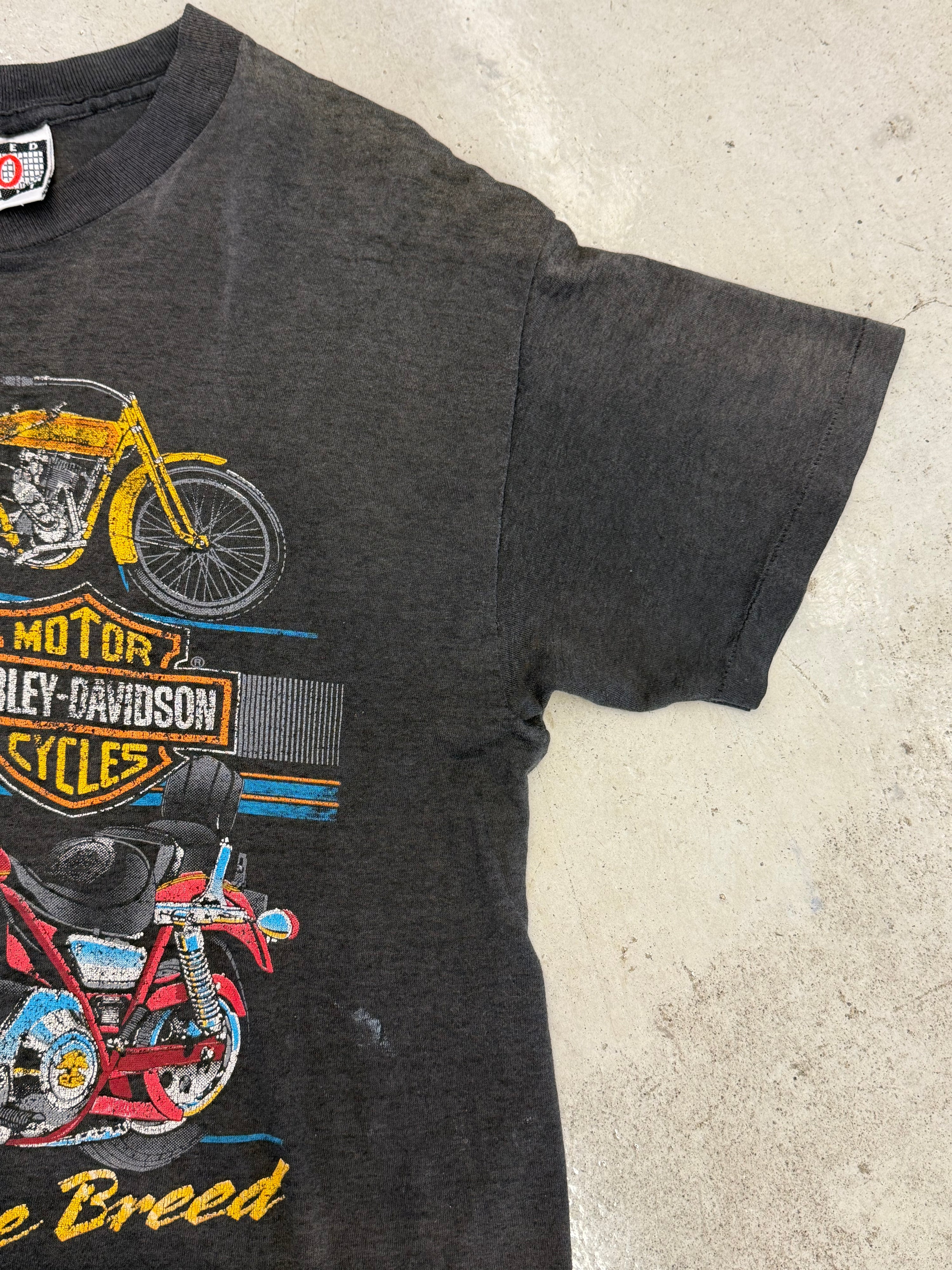 Vintage 1988 Harley Davidson "Best of the Breed" T-Shirt Faded Black (L)