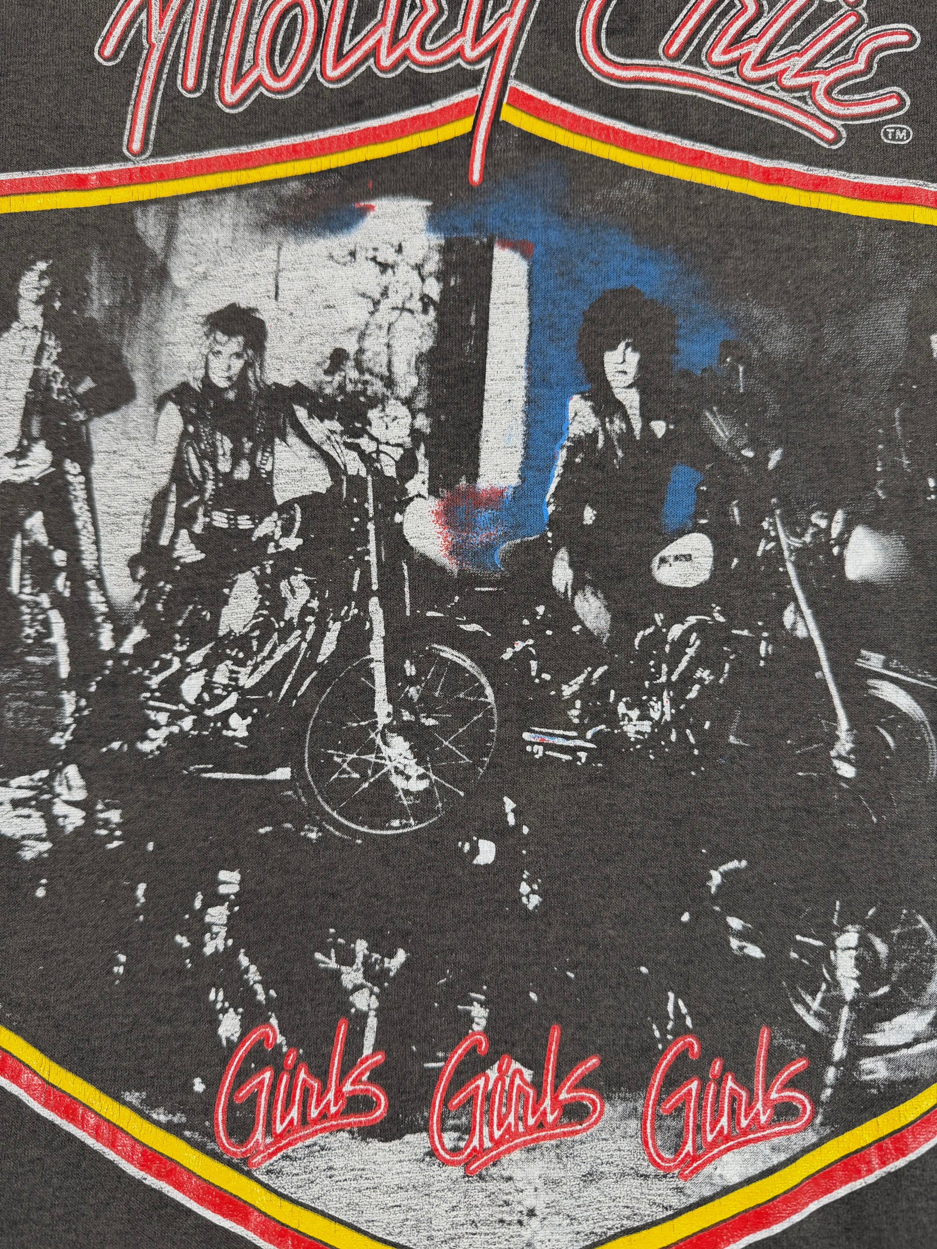 Vintage 1987 Motley Crue “Girls Girls Girls” “LA California” Band T-Shirt Faded Black (S/M)