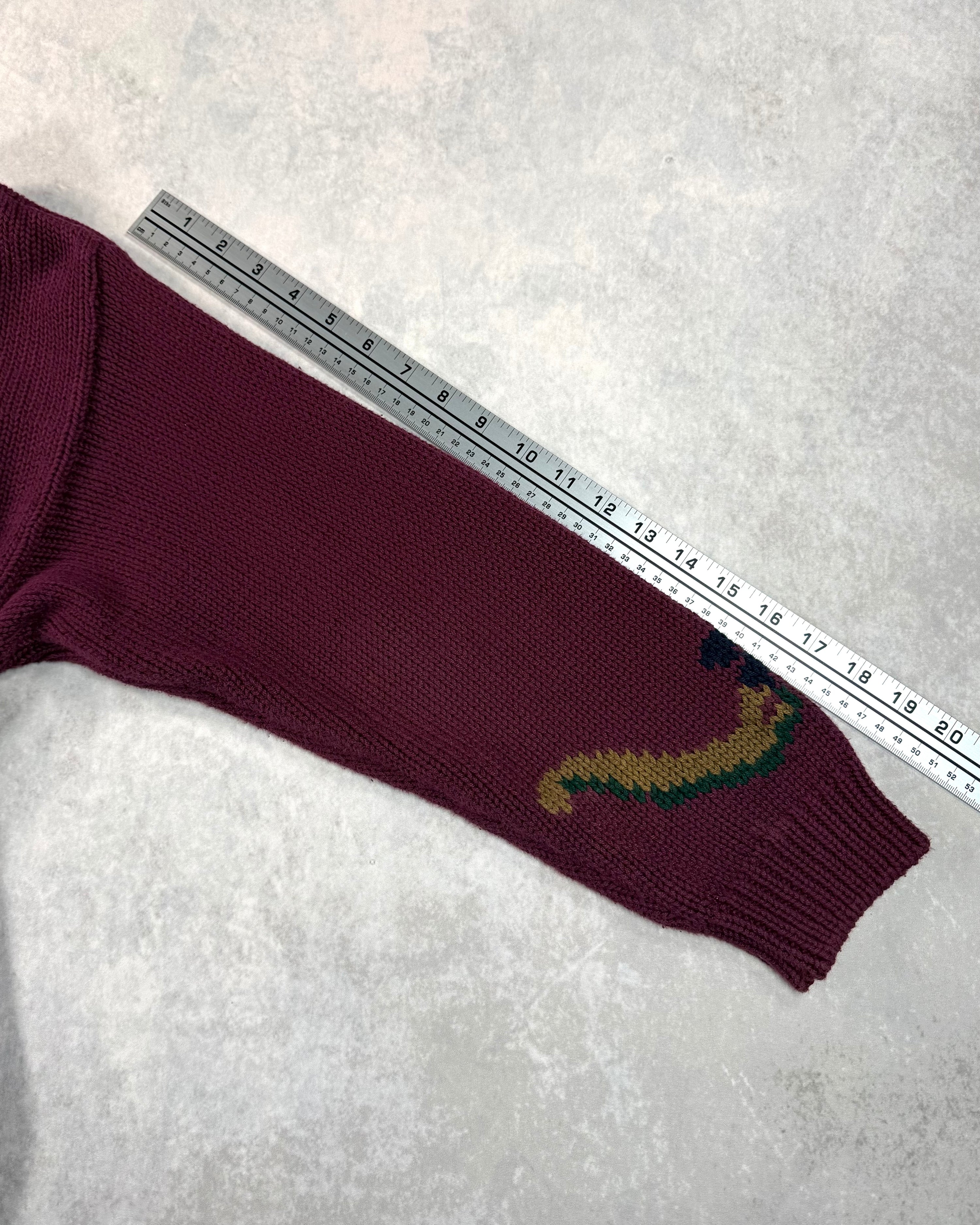 Vintage 1992 Eddie Bauer Knit Flower Sweater Burgundy (M)