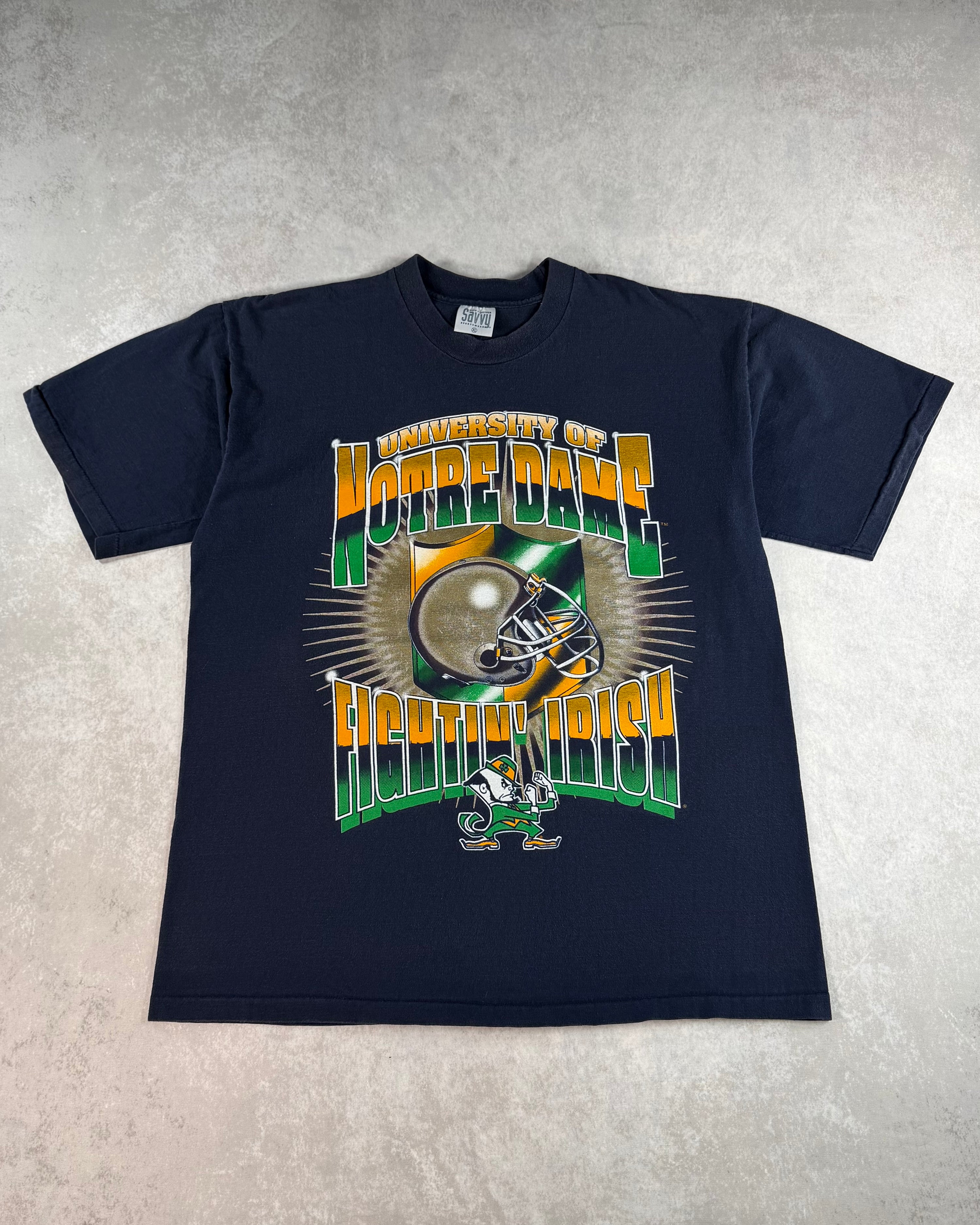 Vintage 90’s University of Notre Dame “Fightin’ Irish” T-Shirt Navy (XL)