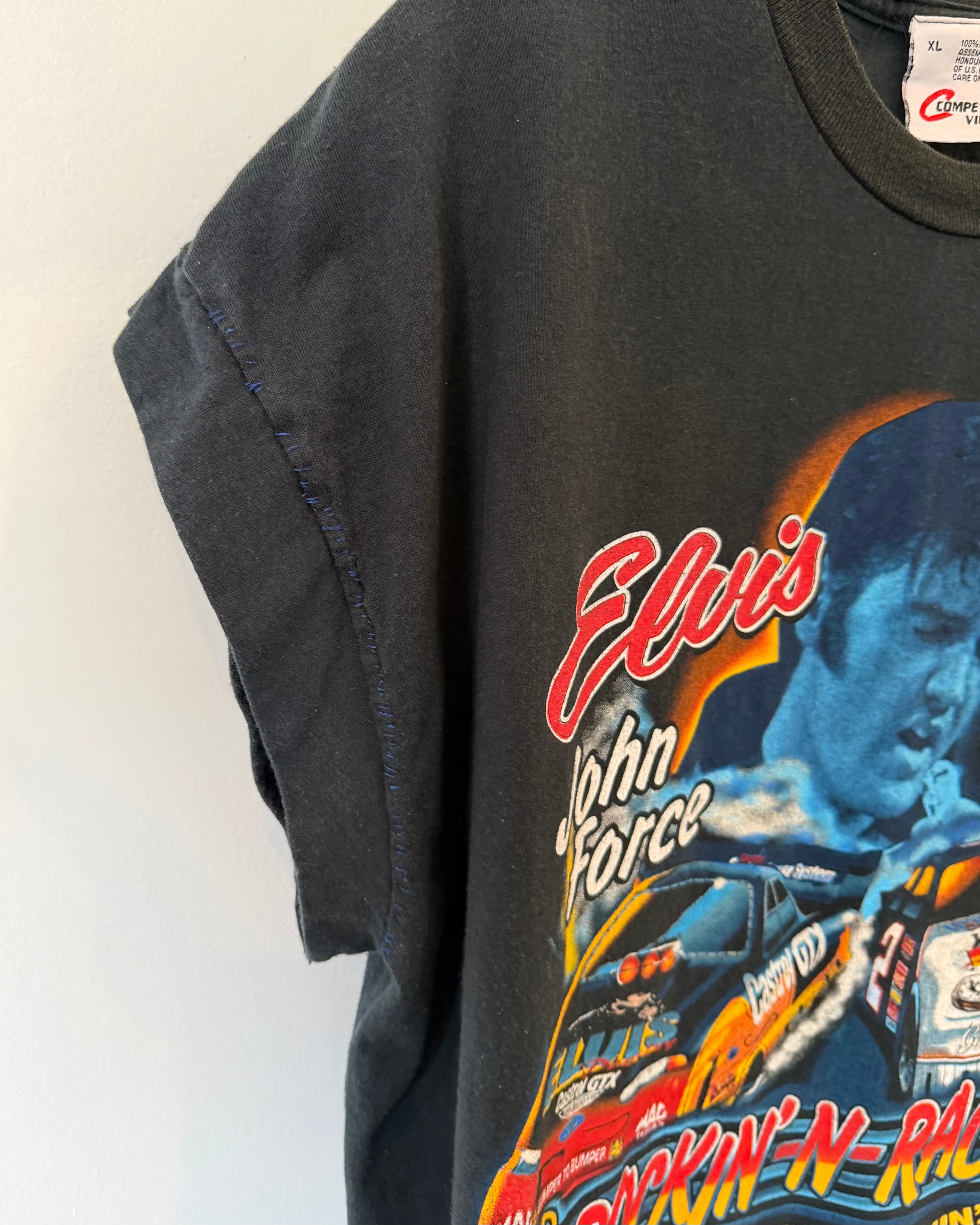 Vintage 1998 Elvis Racing T-Shirt, Rusty Wallace & John Force (XL)
