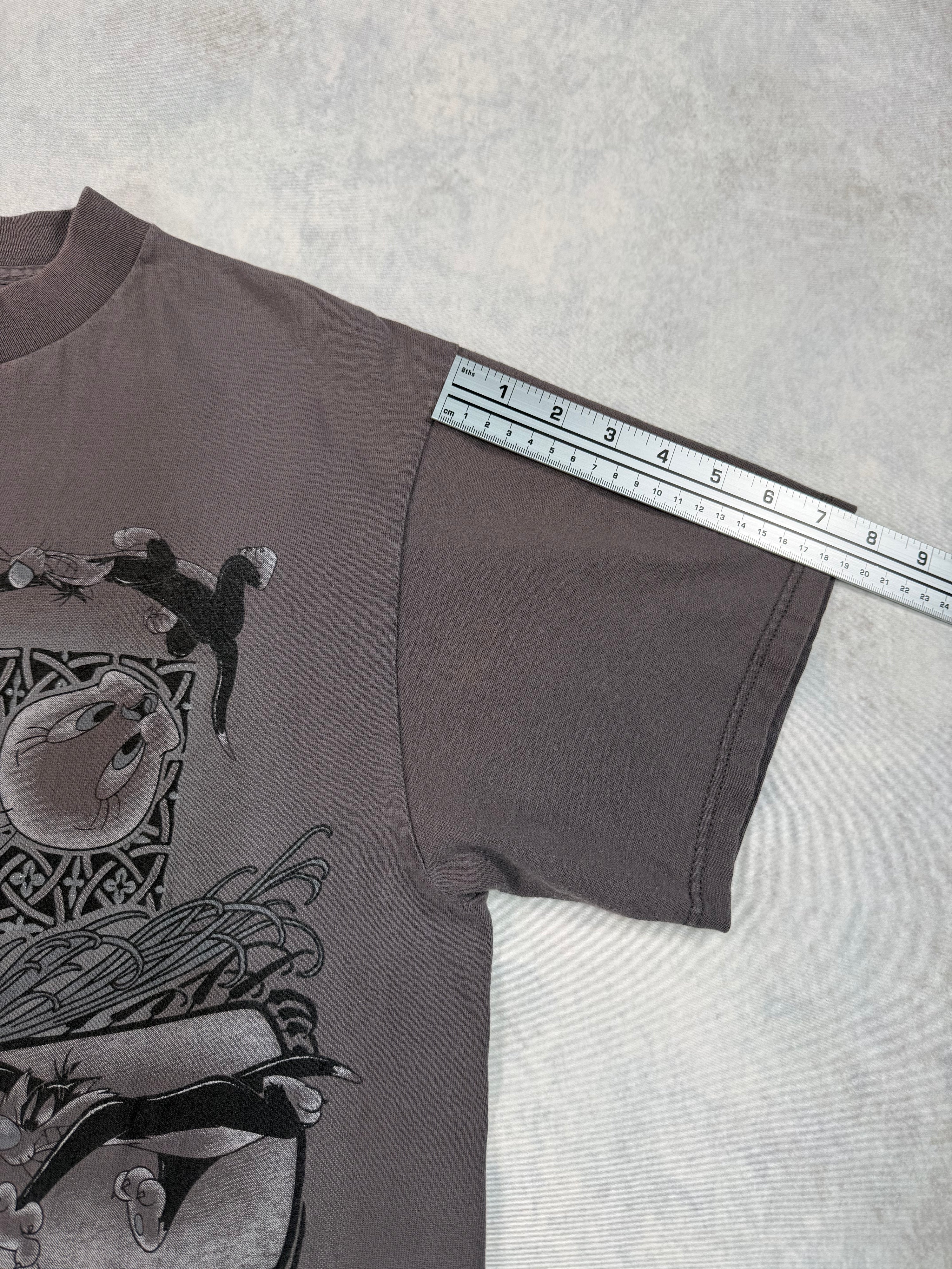 Vintage 1995 Looney Tunes Tweety Bird T-Shirt Faded Grey (L)