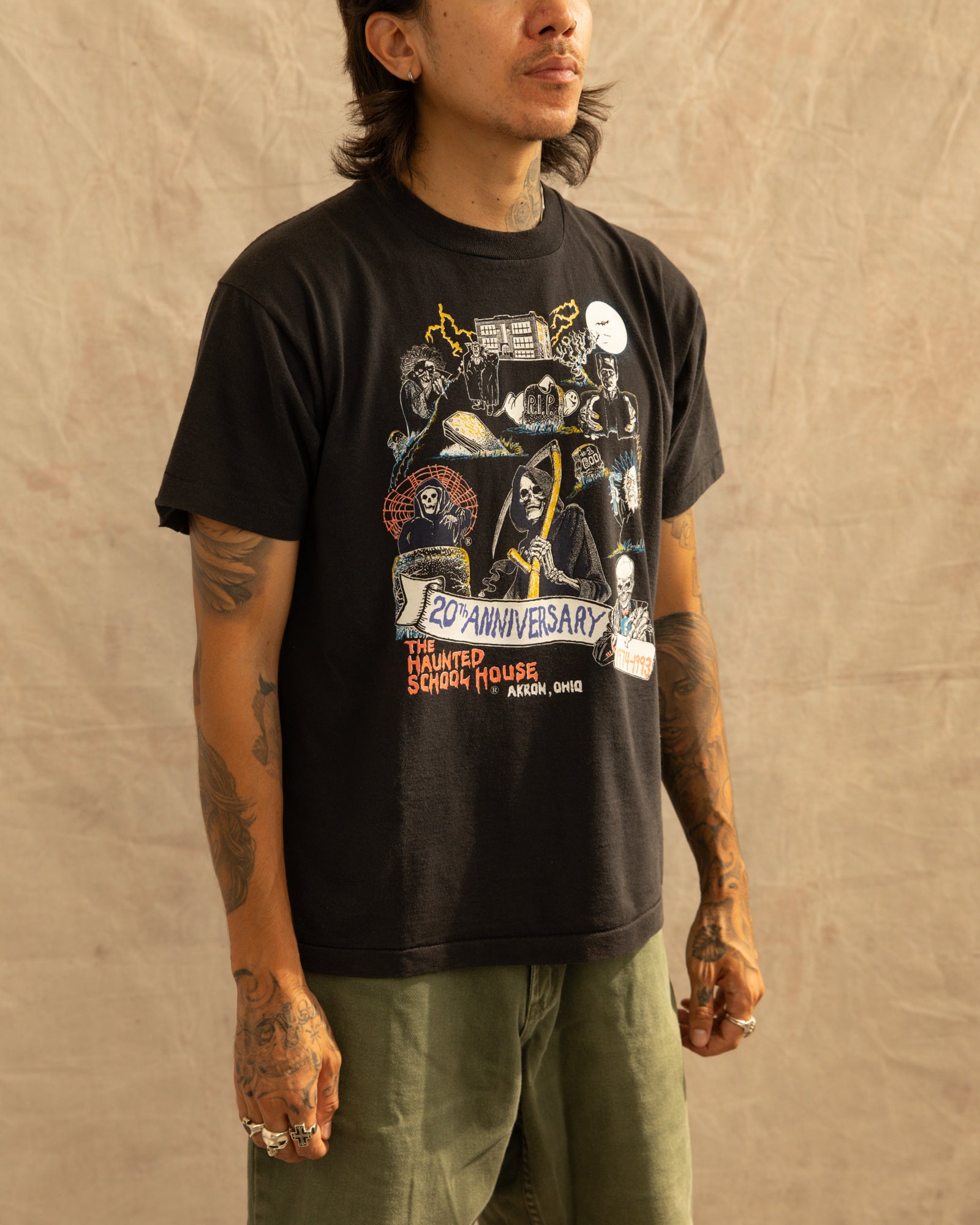 Vintage 1993 The Haunted School House T-Shirt Black (L)