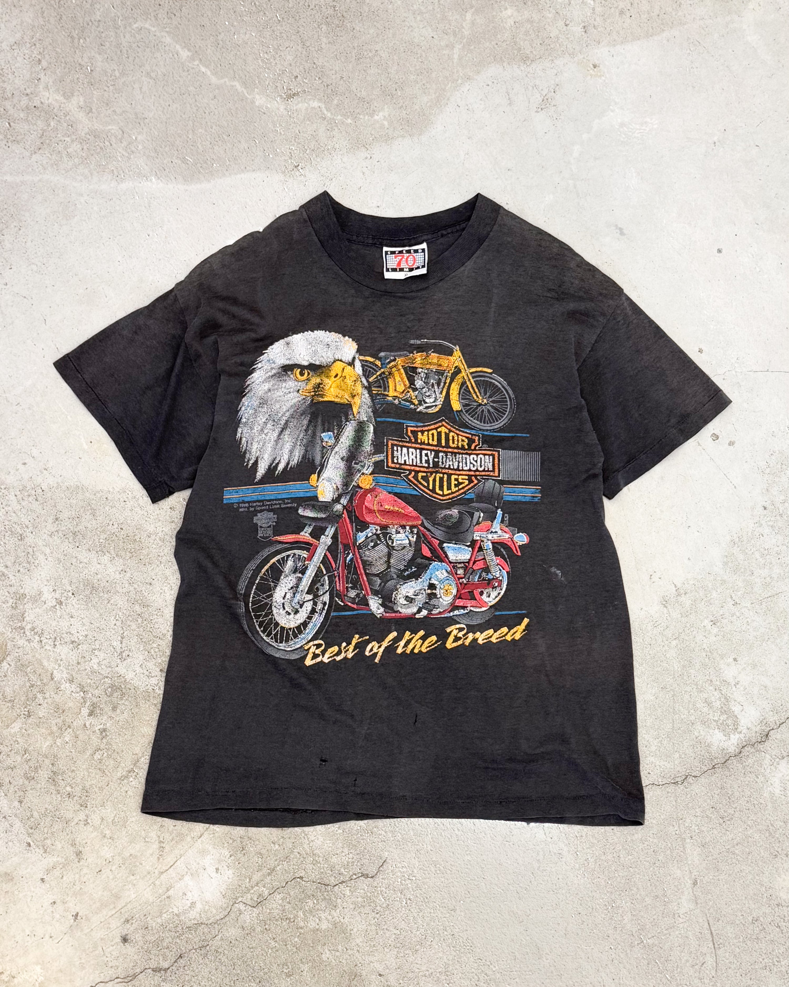 Vintage 1988 Harley Davidson "Best of the Breed" T-Shirt Faded Black (L)
