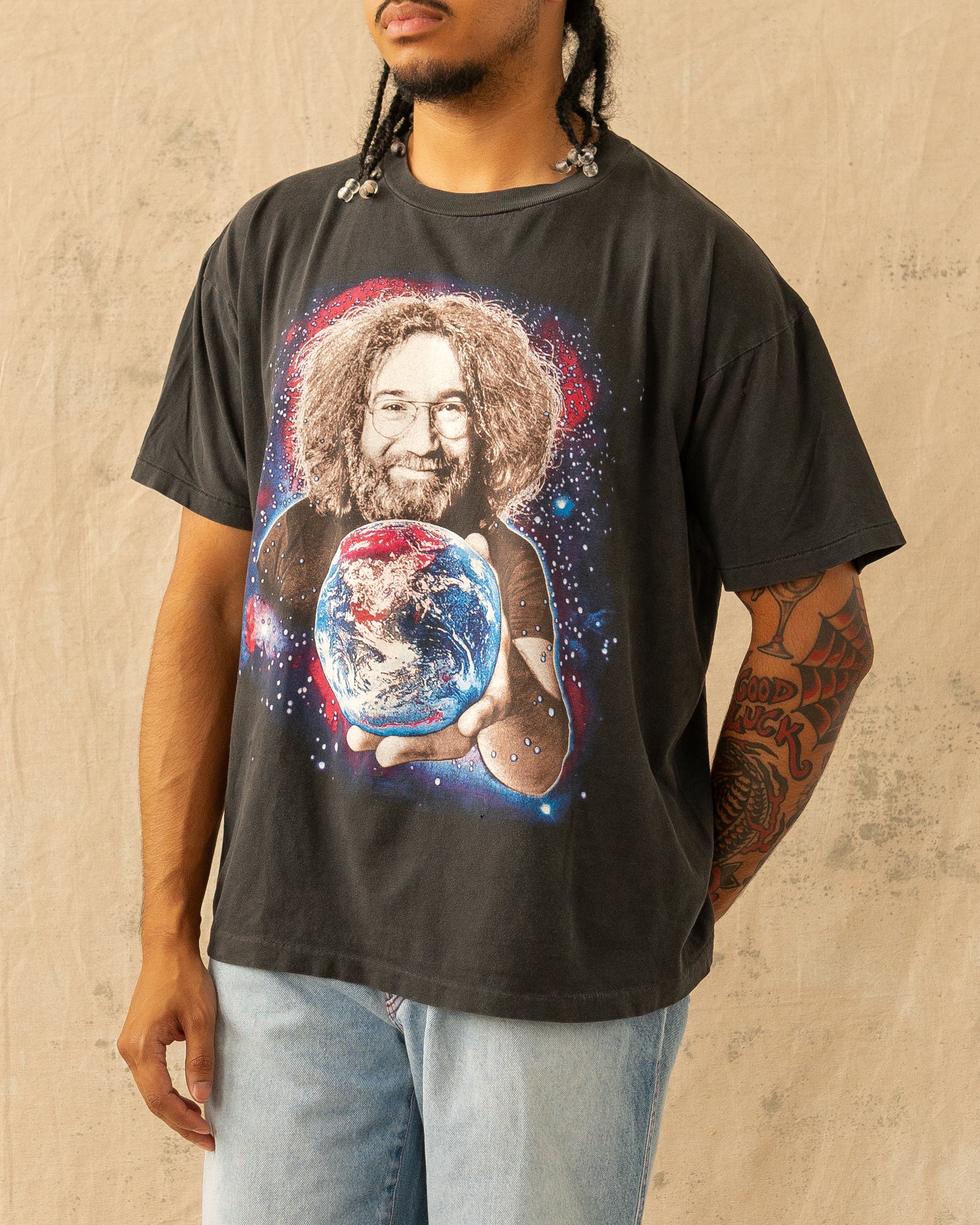 Vintage 90s Jerry Garcia Grateful Dead T-Shirt Faded Black (XL)