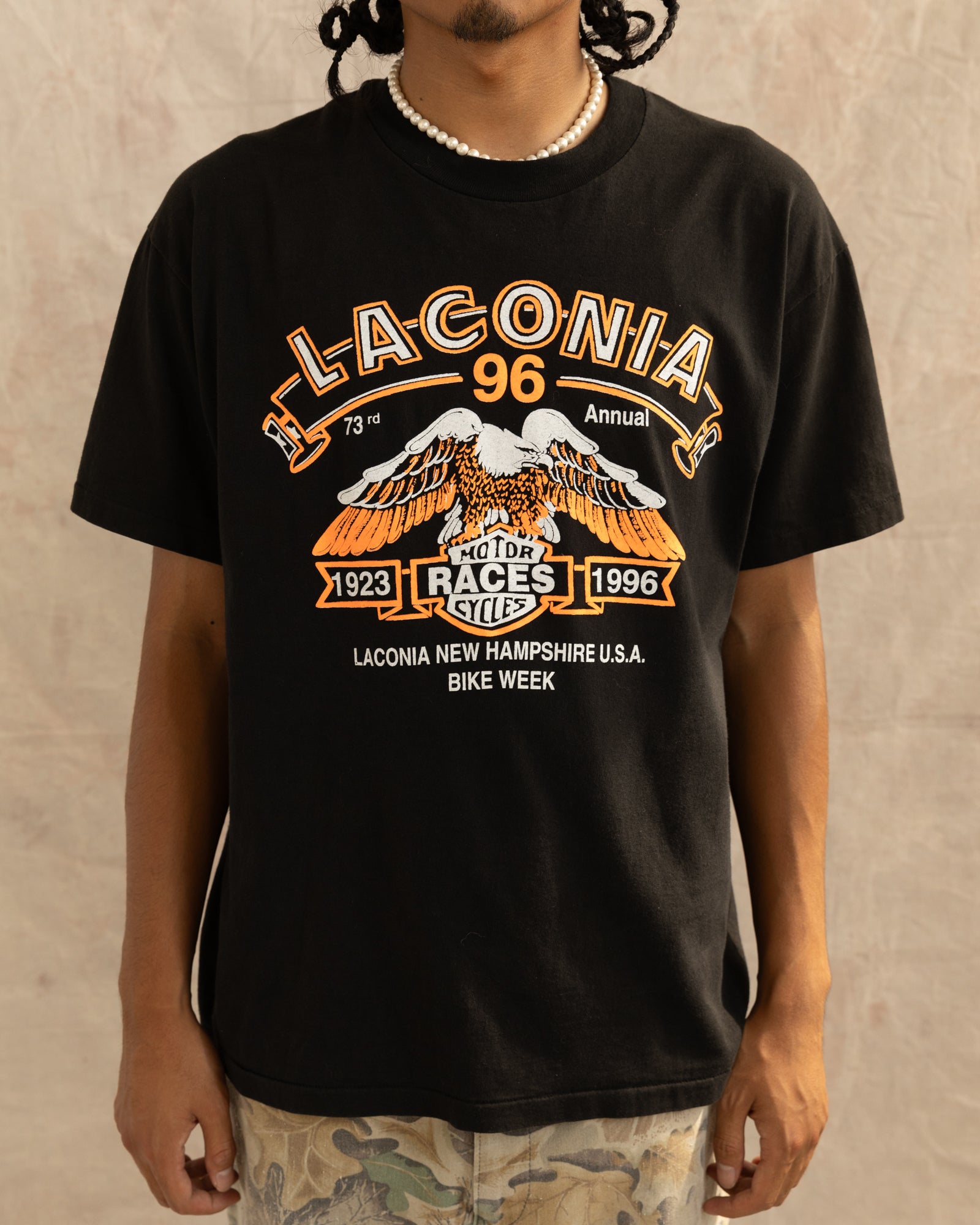 Vintage 1996 Laconia Bike Week T-Shirt Black (L)