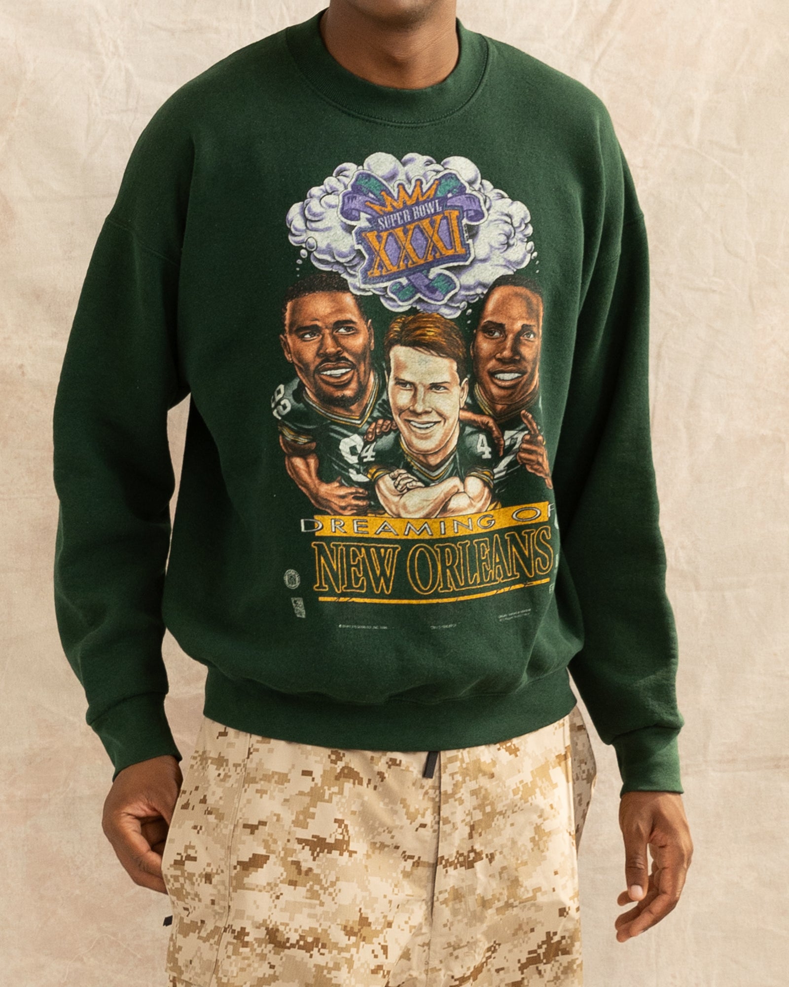 Vintage 1997 Super Bowl XXXI Crewneck Green (L)