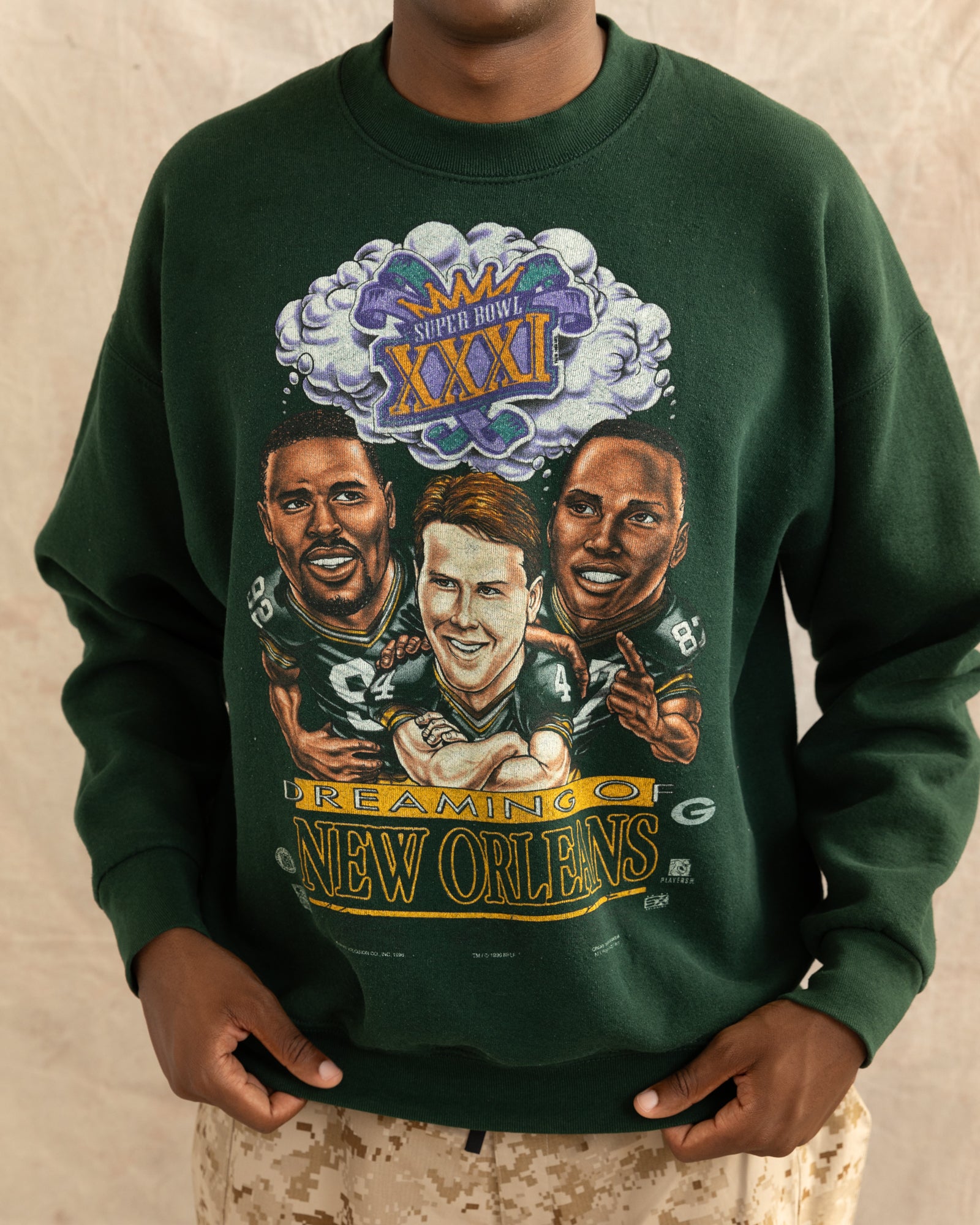 Vintage 1997 Super Bowl XXXI Crewneck Green (L)