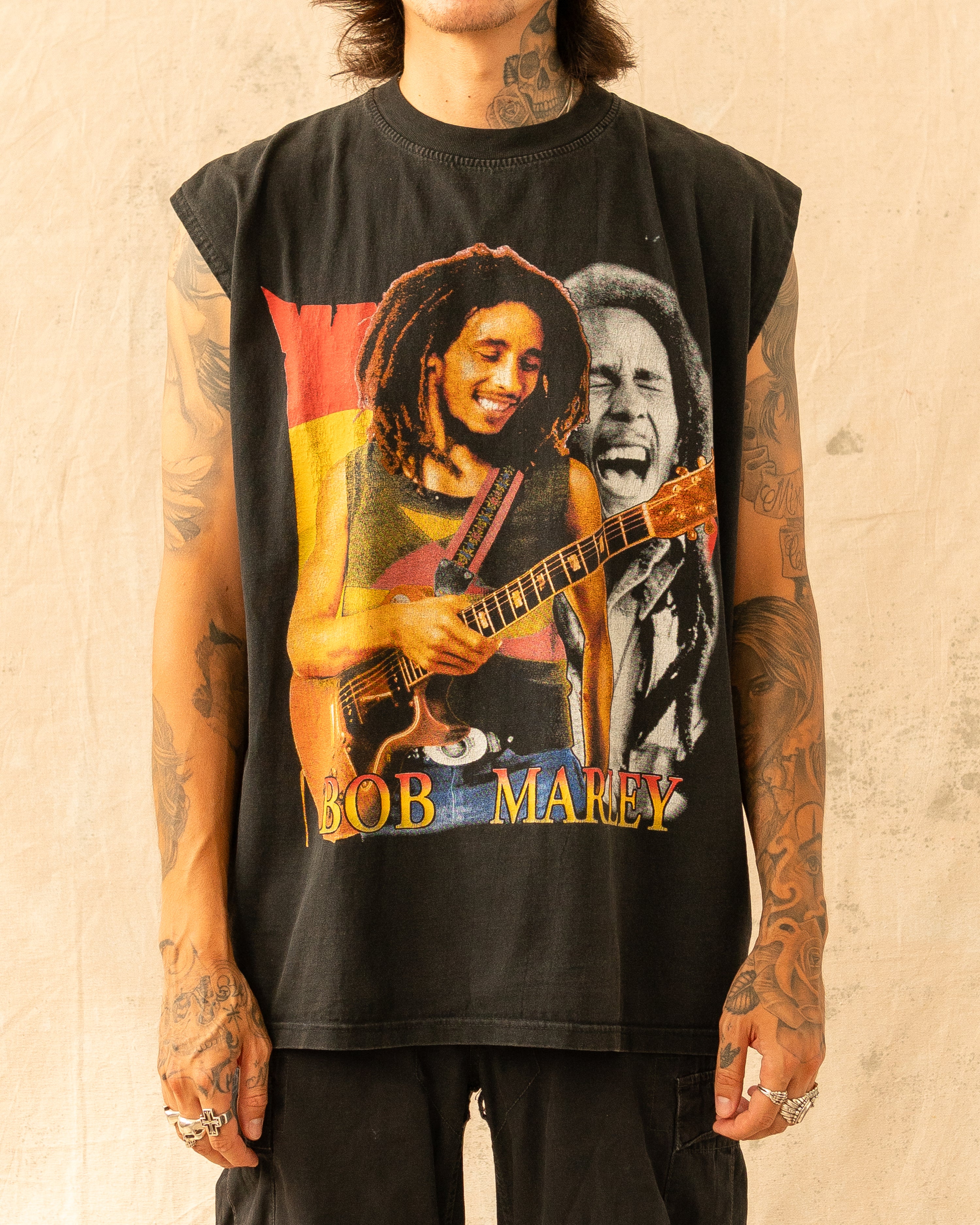 Vintage 90s Bob Marley Cut Off Tee Black (XL)