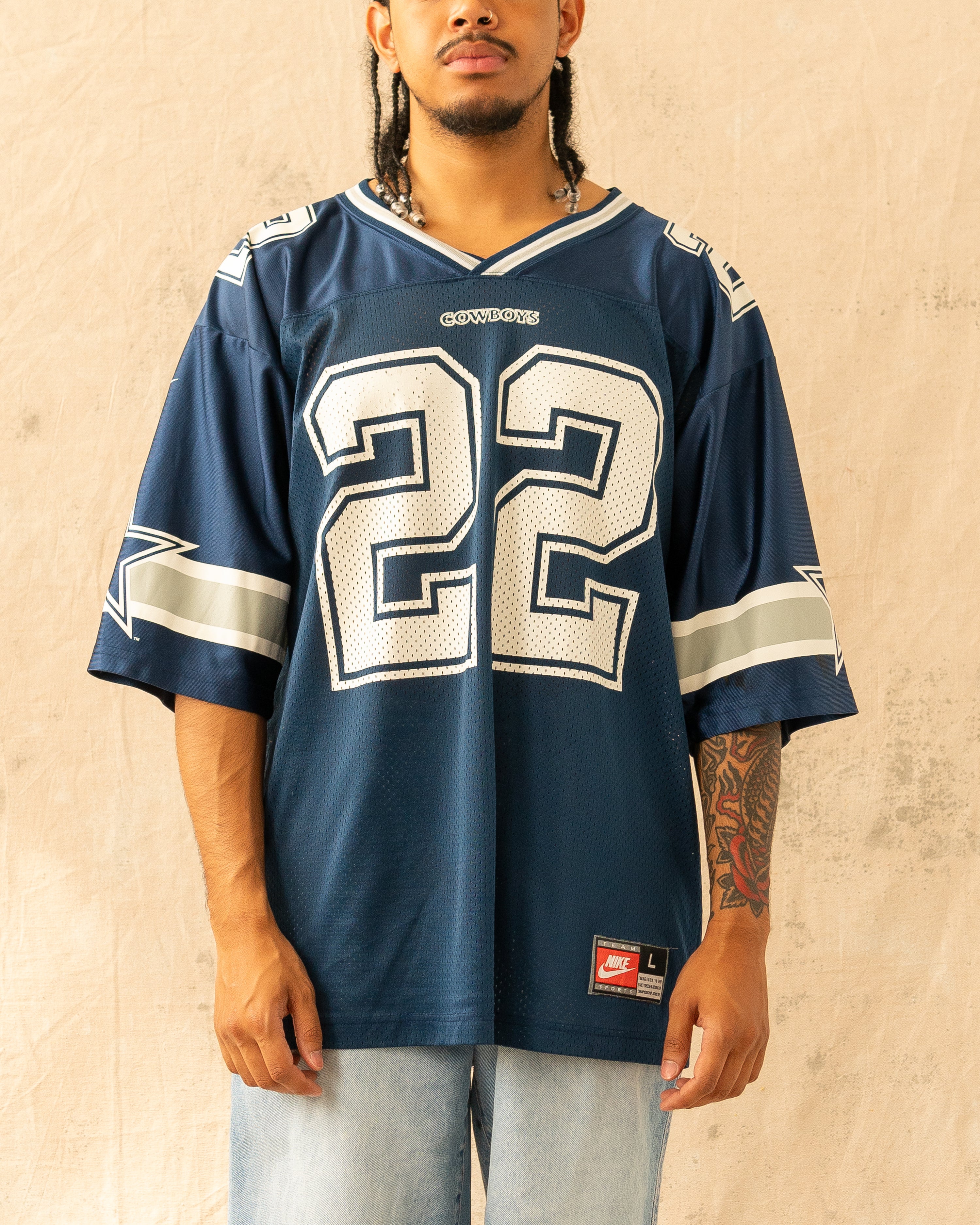 Vintage Nike Dallas Cowboys Emmitt Smith #22 NFL Football Jersey Blue (L)