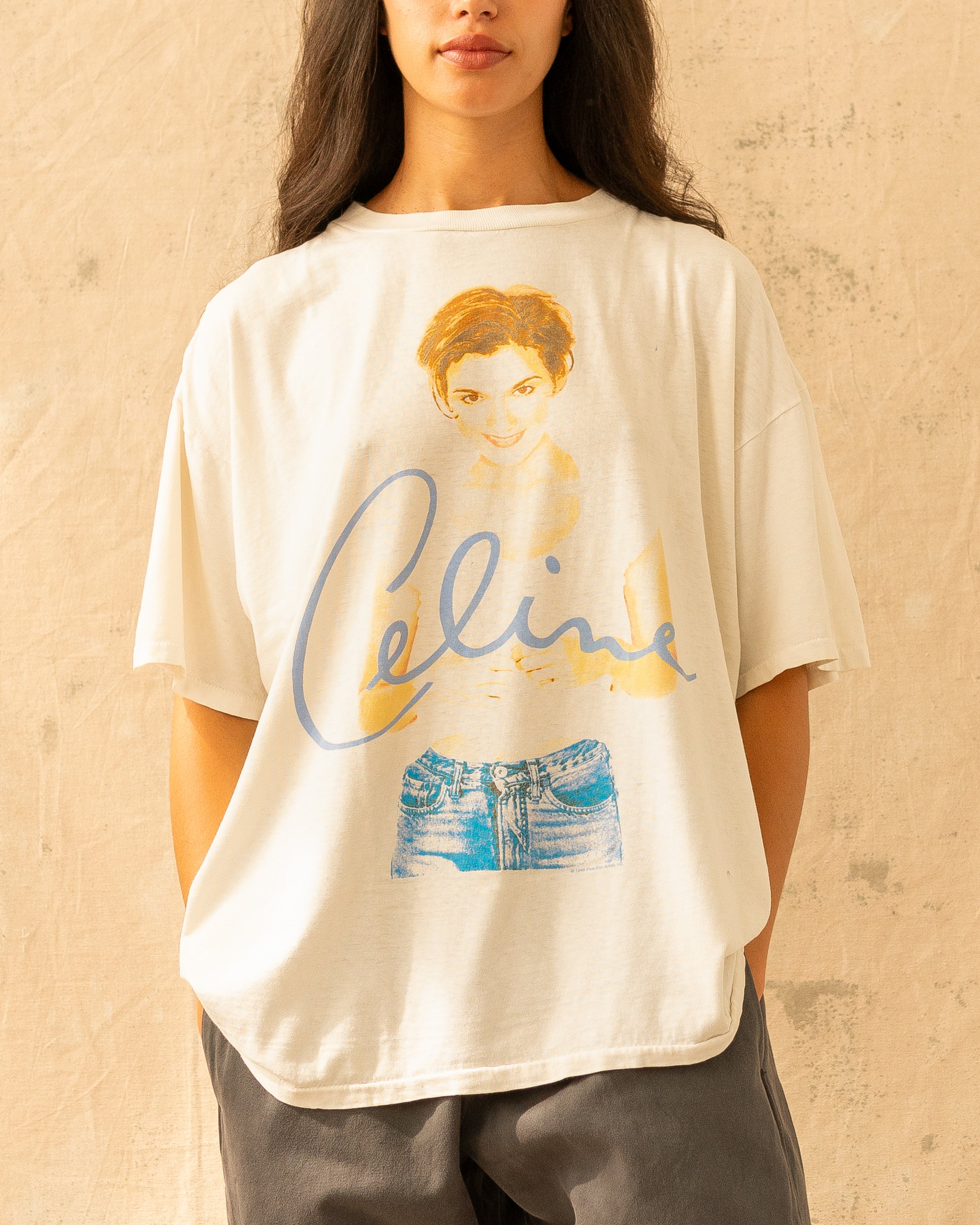 Vintage 90s Celine Dion Tour T-Shirt White (XL)