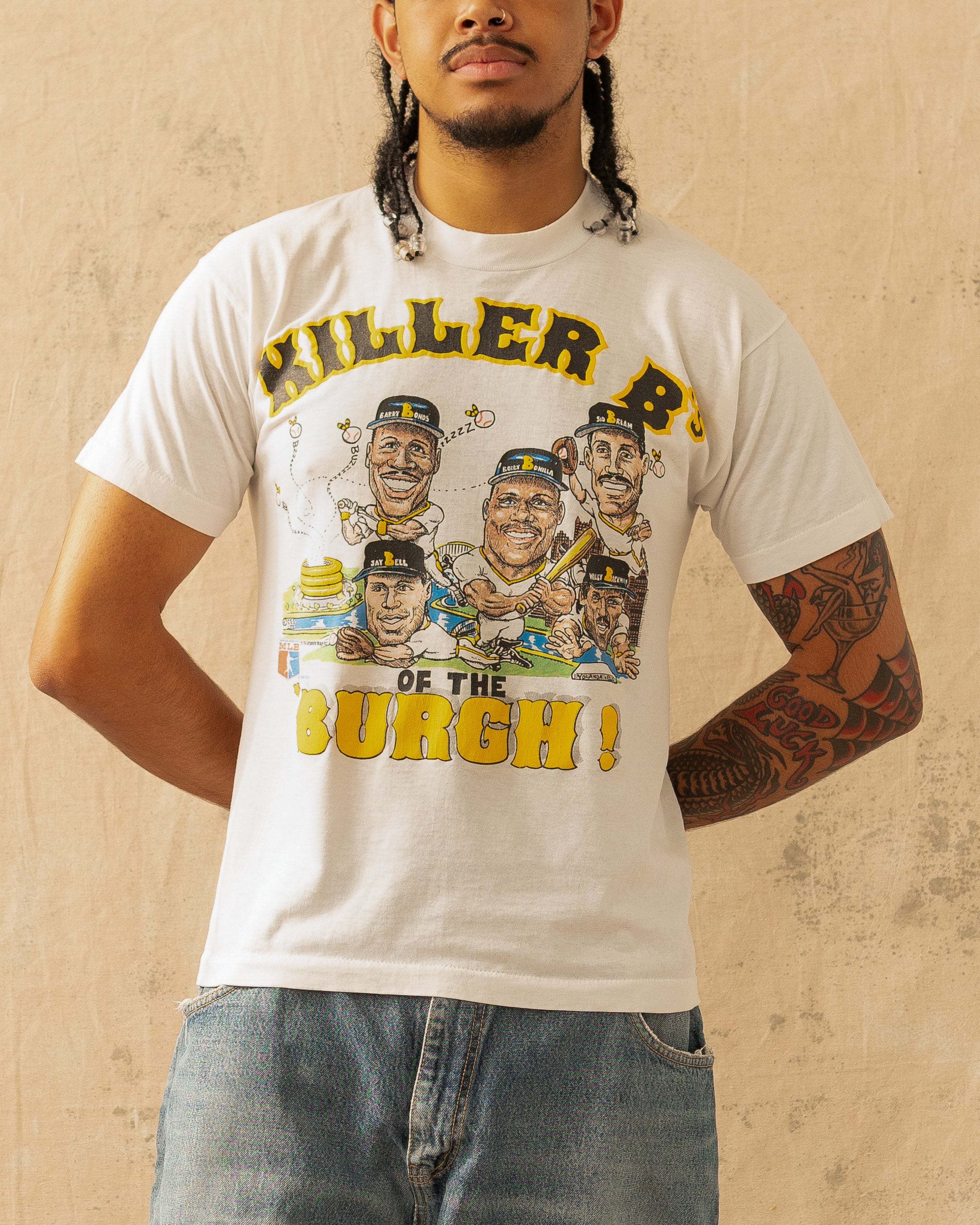 Vintage 1988 Killer B's Pittsburgh Pirates MLB T-Shirt White (L)