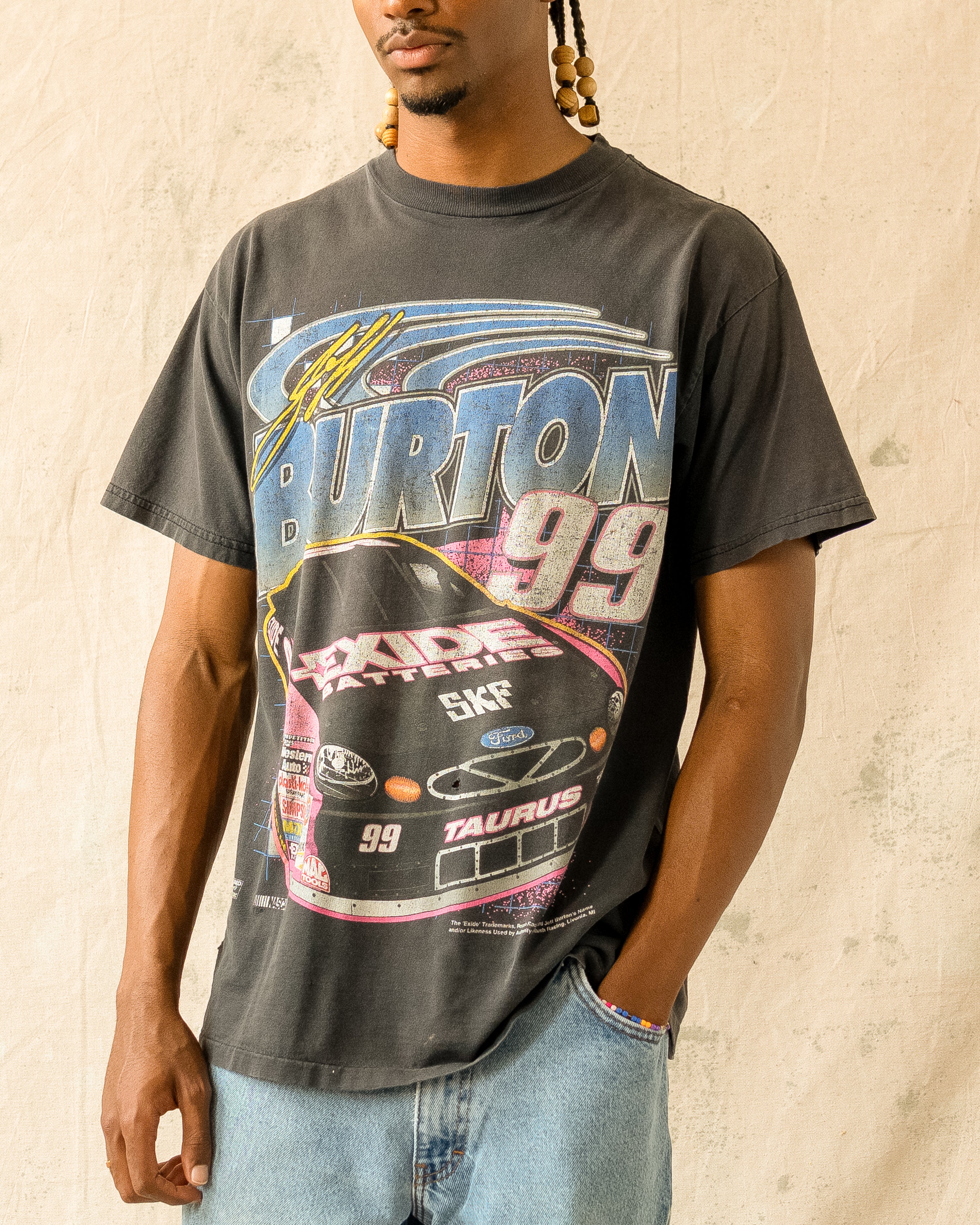 Vintage 90s Jeff Burton #99 Racing T-Shirt Black (L)