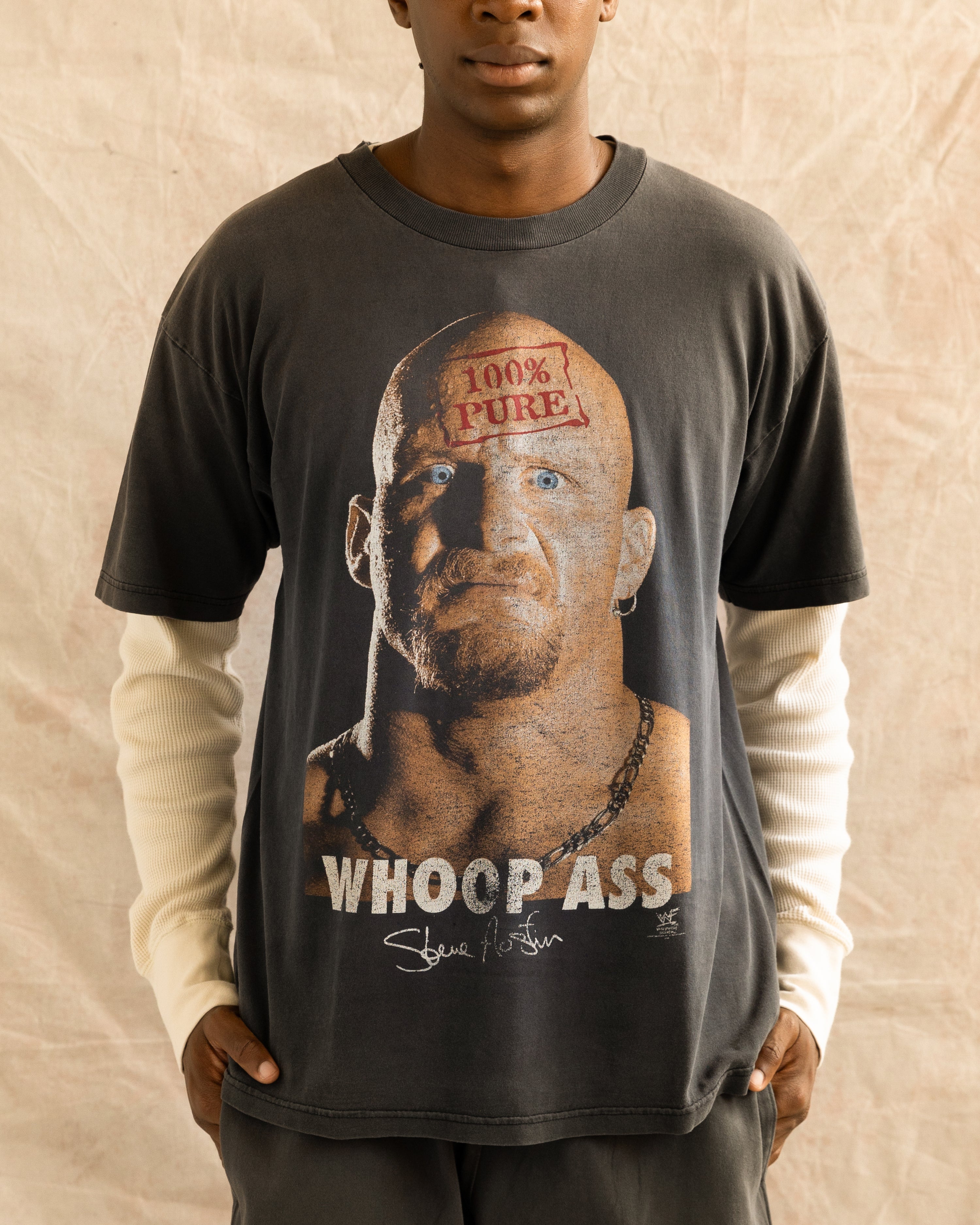 Vintage 90s Stone Cold Steve Austin "Whoop Ass" T-Shirt Black (XL)