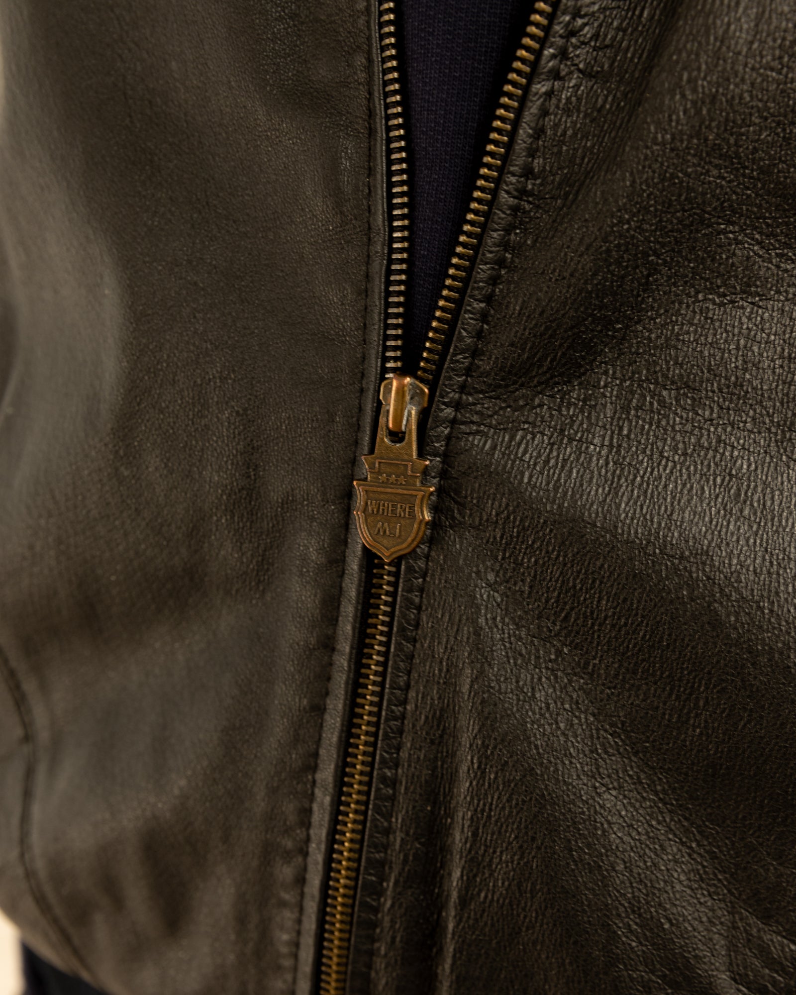 Vintage 90s USA Leather Bomber Jacket Black (XL)