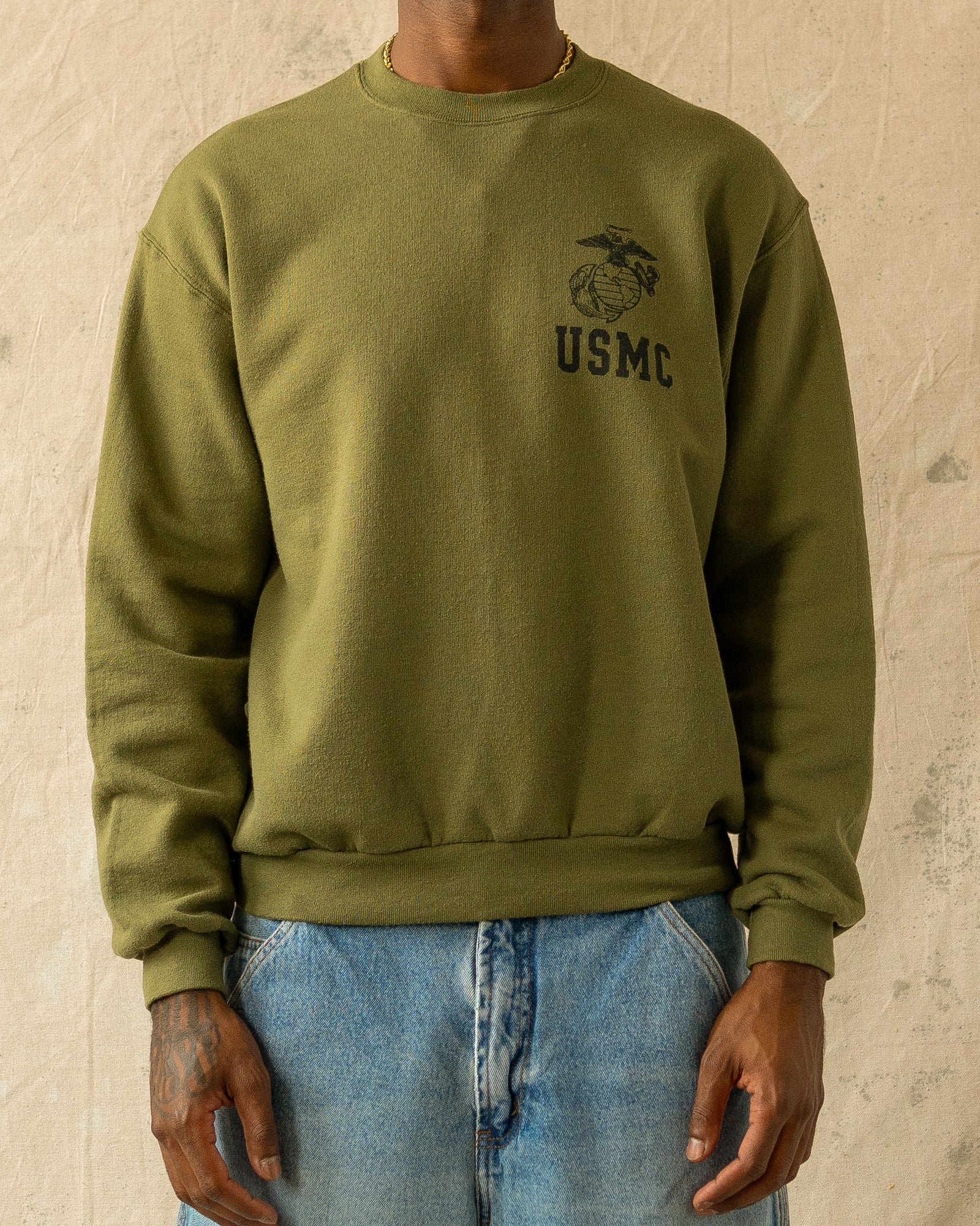 Vintage 90s United States Marine Corps Crewneck Olive (M)