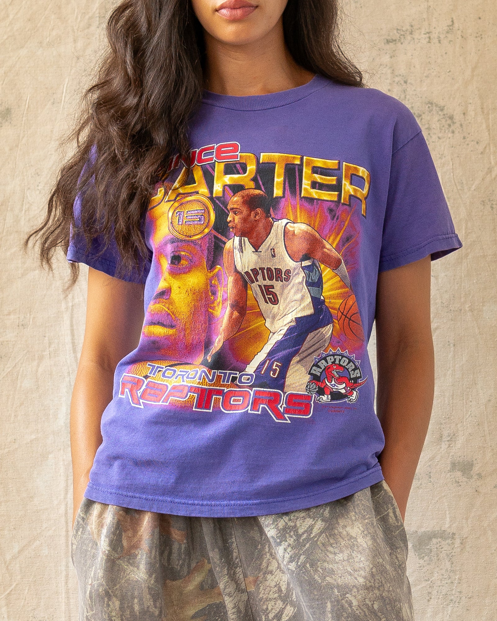 Vintage 90s Vince Carter Toronto Raptors T-Shirt Purple (S)