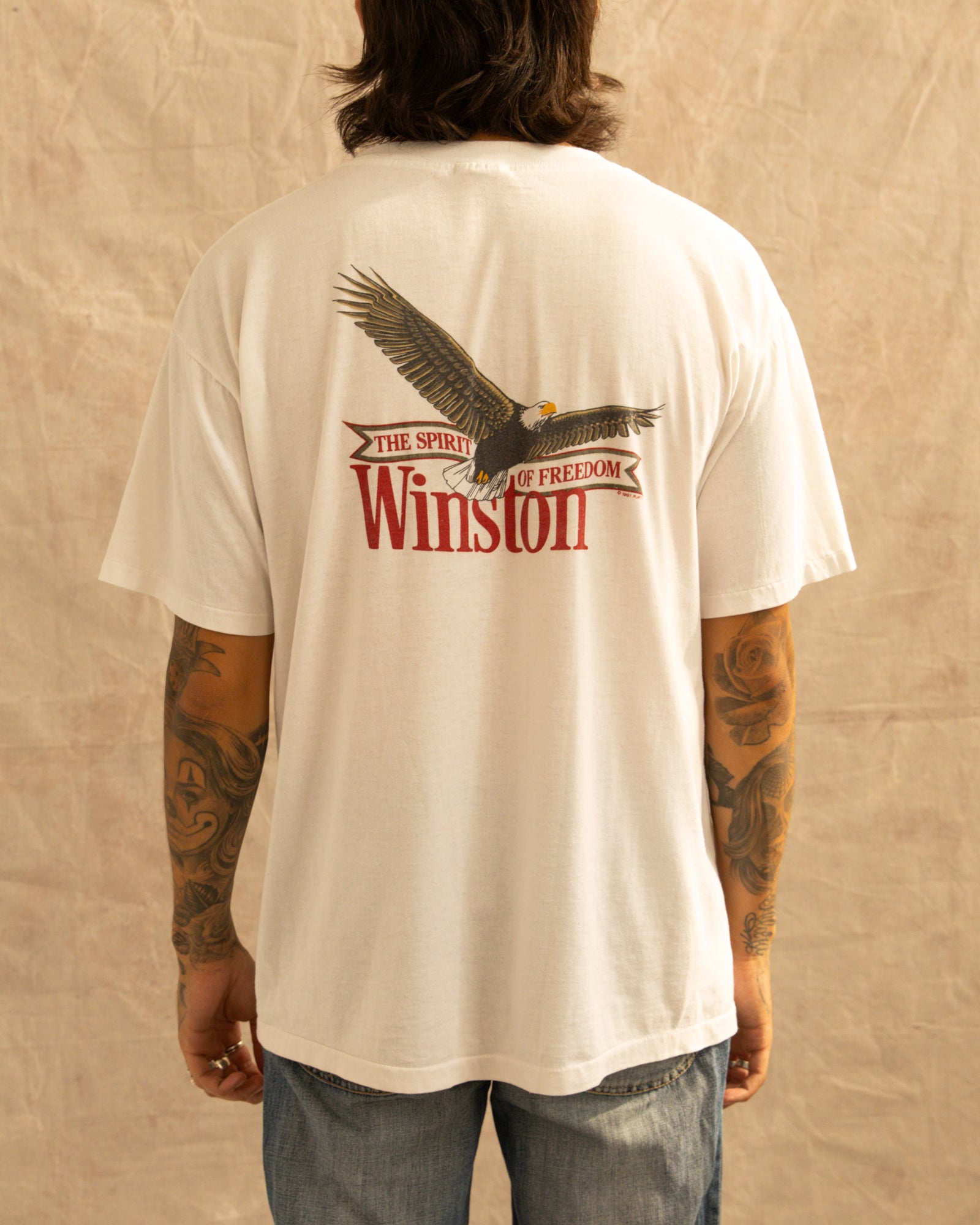 Vintage 90s Winston Cigarettes T-Shirt White (L)